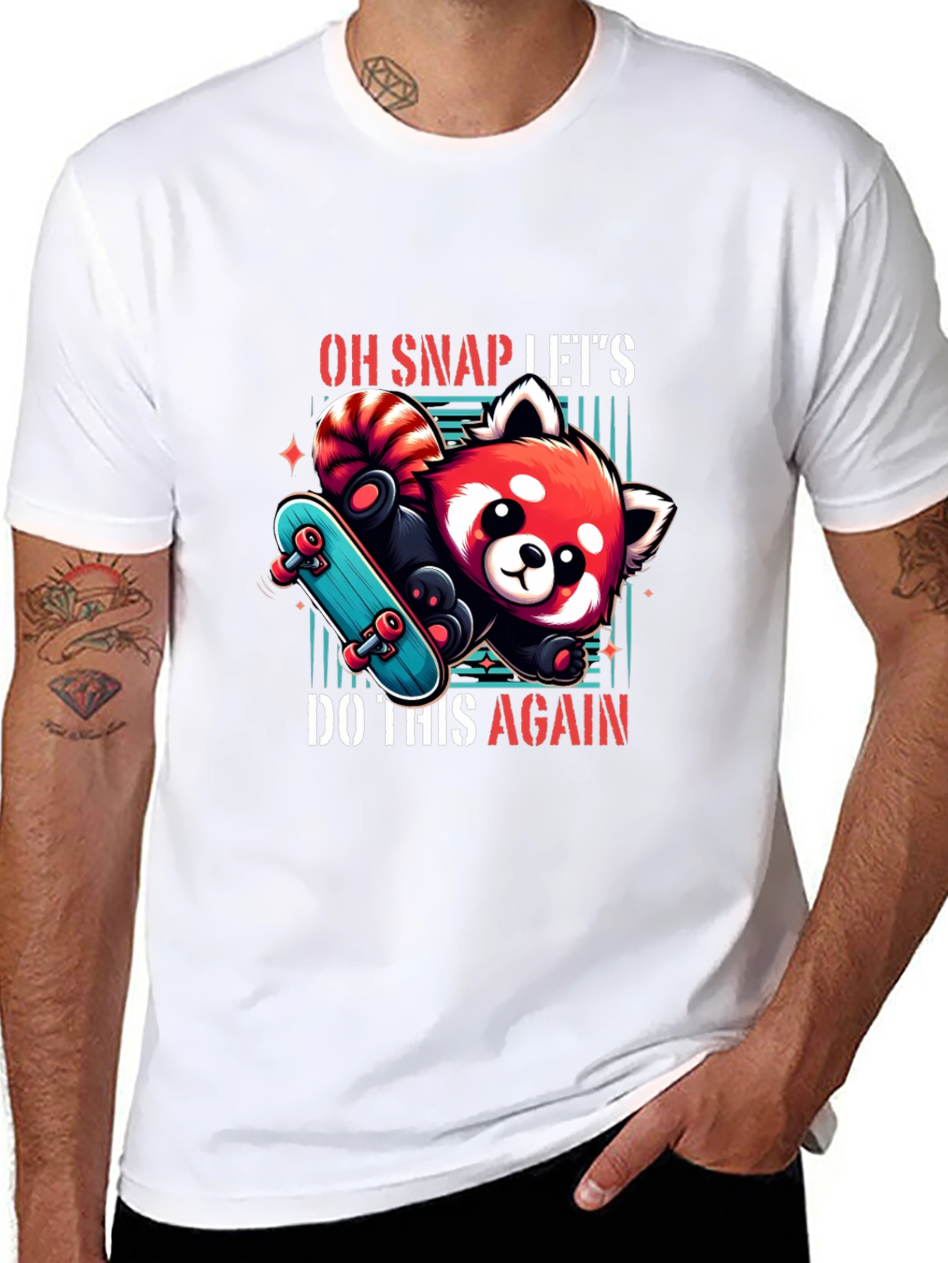 Cool Red Panda Skateboard Graphic Tee