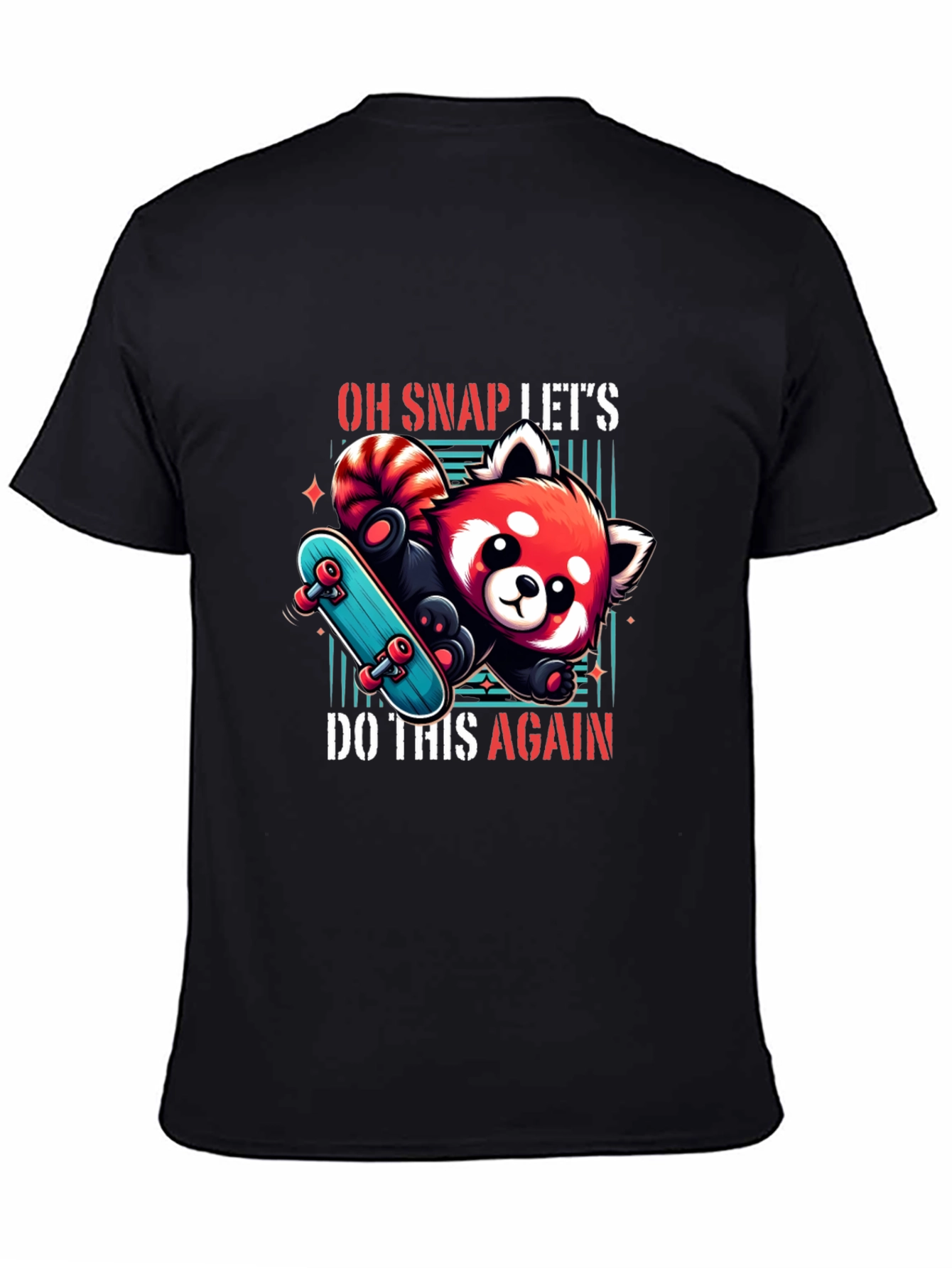 Cool Red Panda Skateboard Graphic Tee