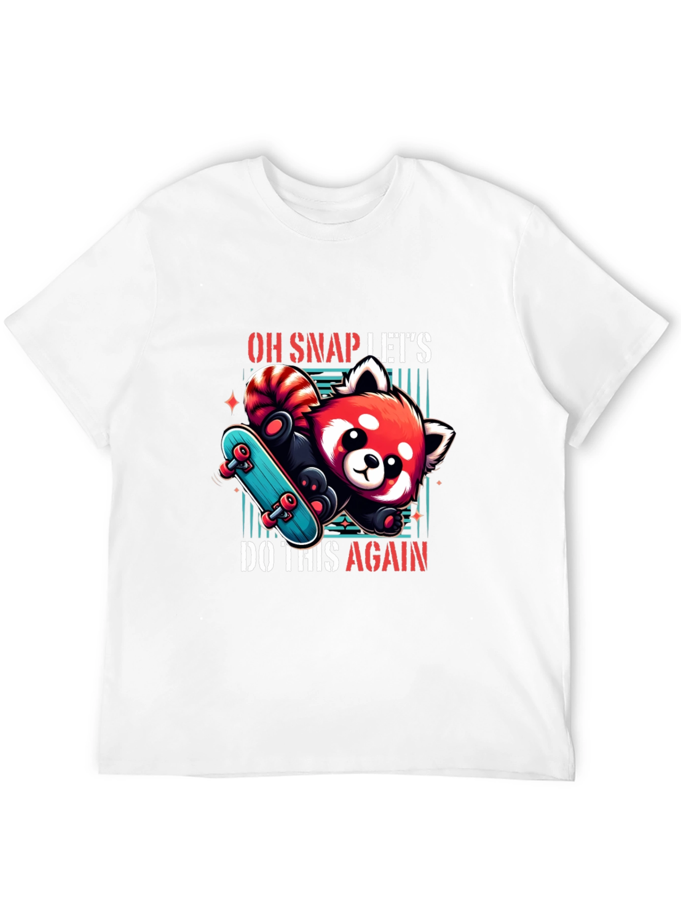 Cool Red Panda Skateboard Graphic Tee