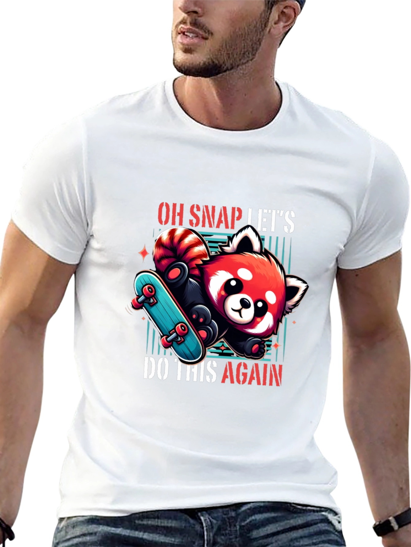 Cool Red Panda Skateboard Graphic Tee