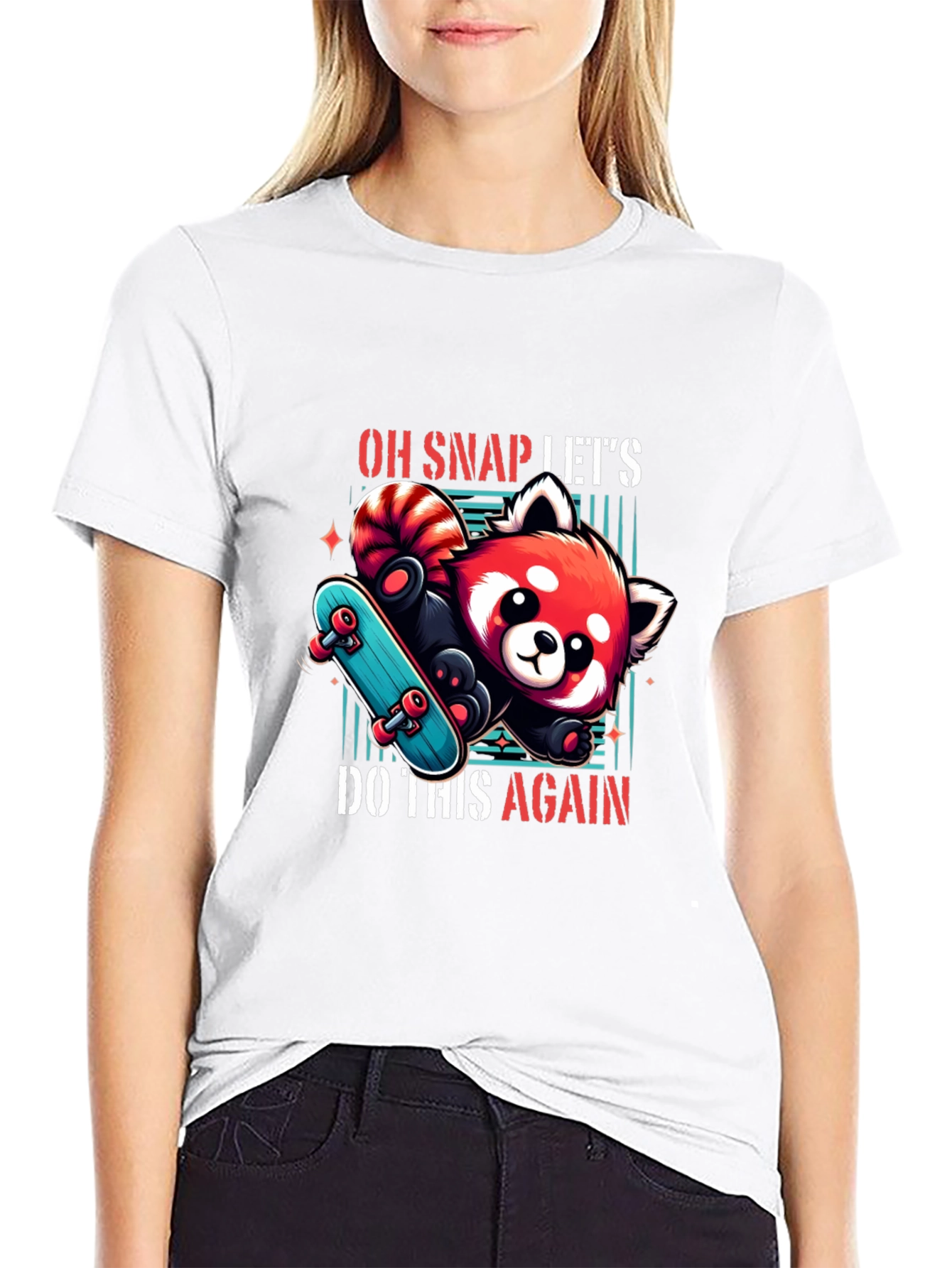 Cool Red Panda Skateboard Graphic Tee