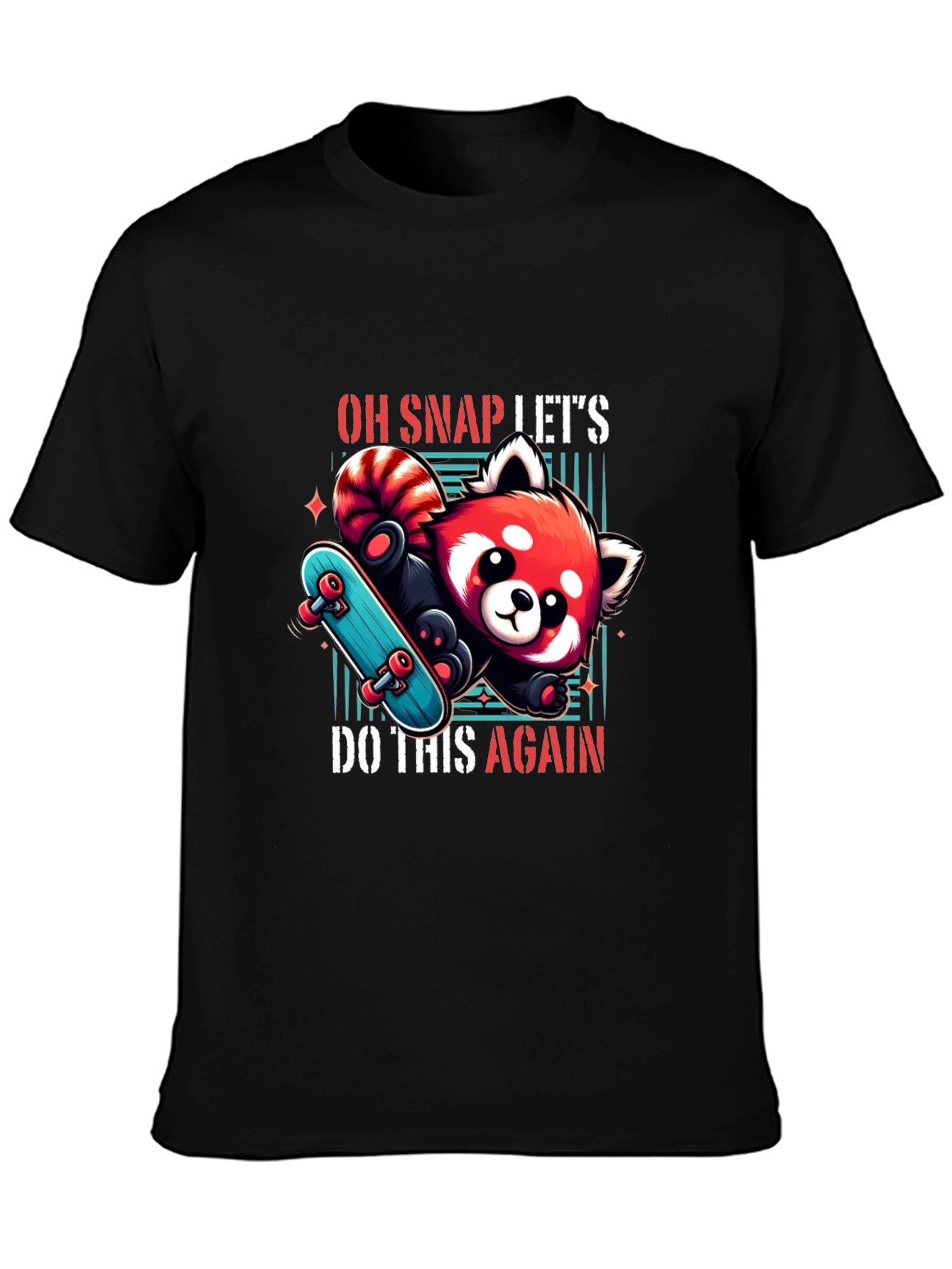 Cool Red Panda Skateboard Graphic Tee
