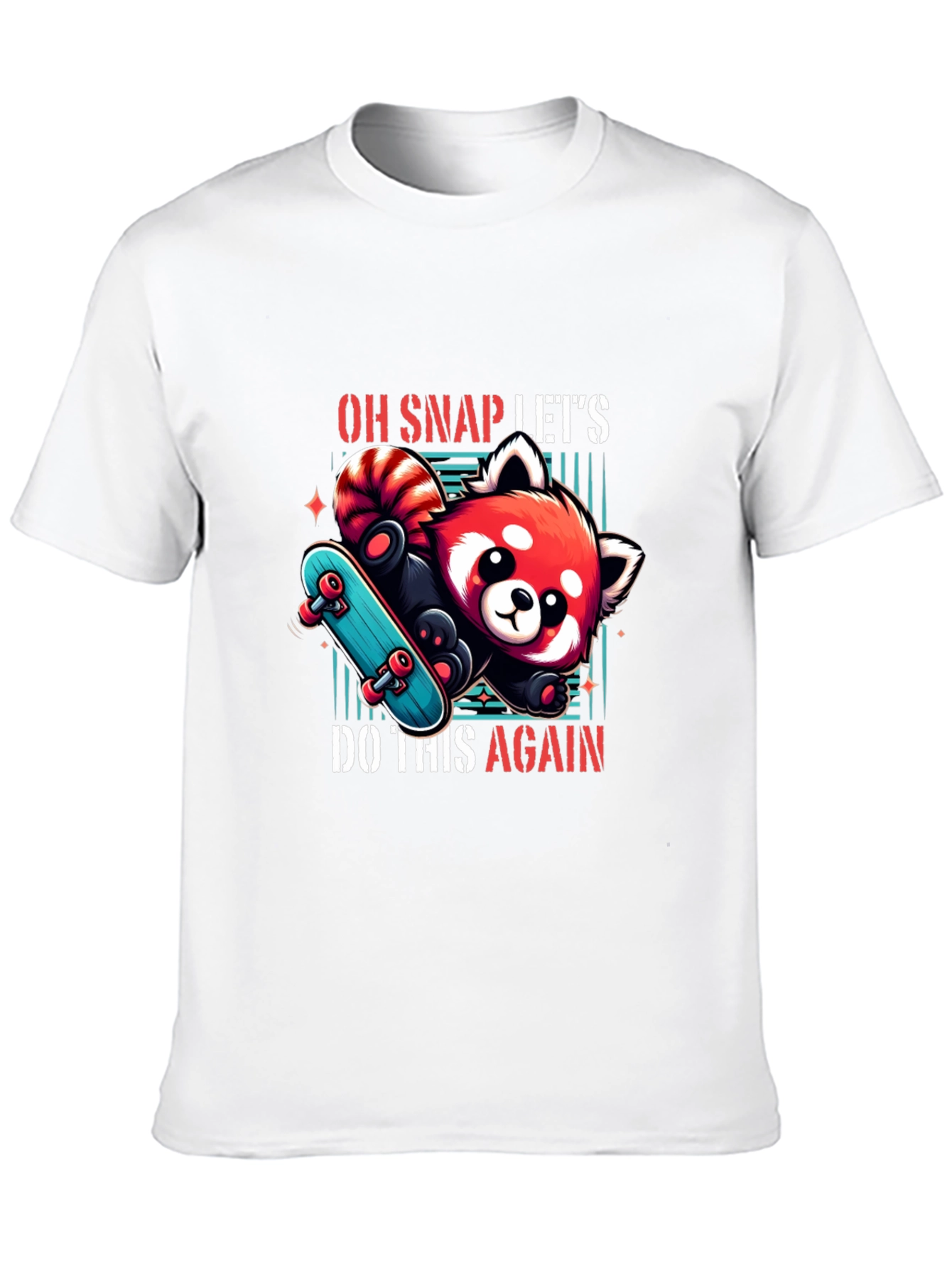 Cool Red Panda Skateboard Graphic Tee
