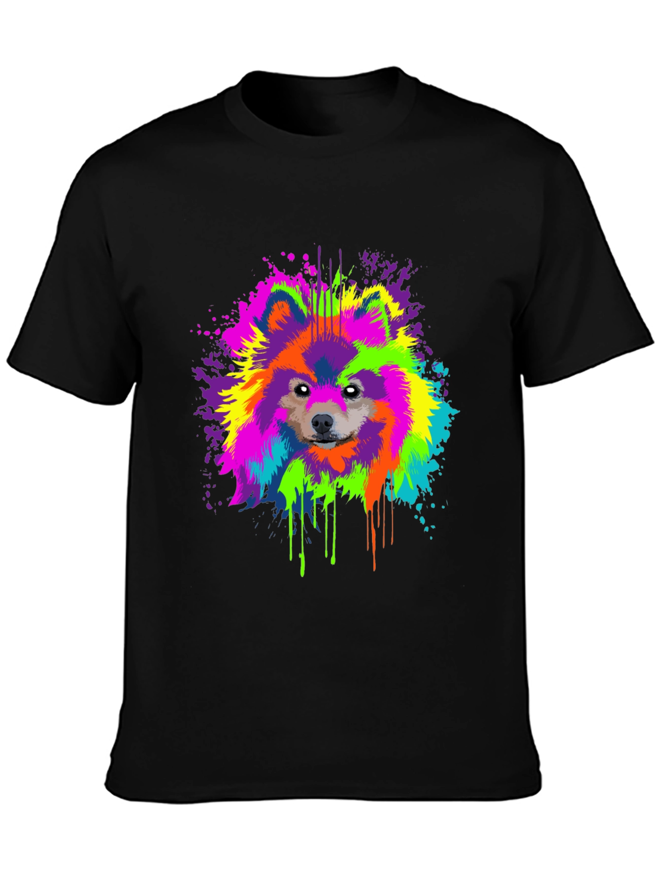 Vibrant Dog Splatter Art Graphic Tee