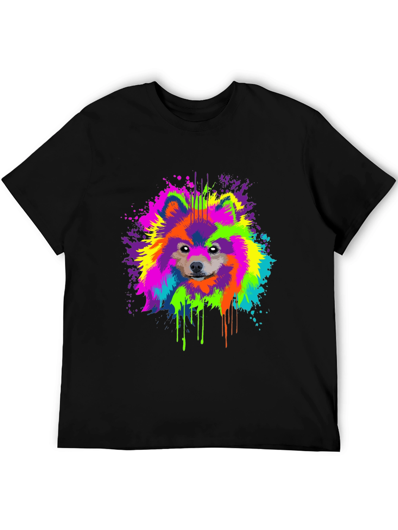 Vibrant Dog Splatter Art Graphic Tee