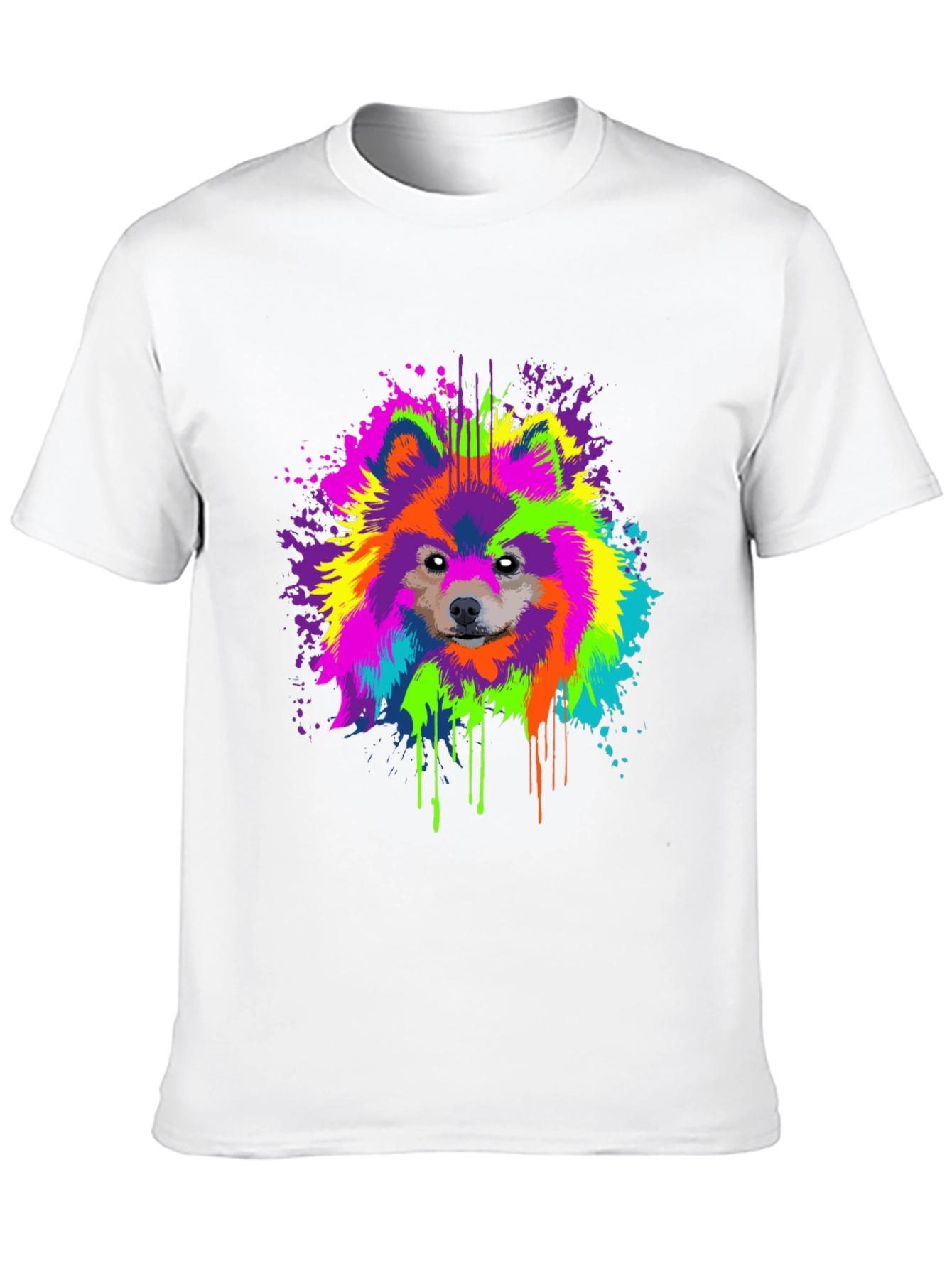Vibrant Dog Splatter Art Graphic Tee