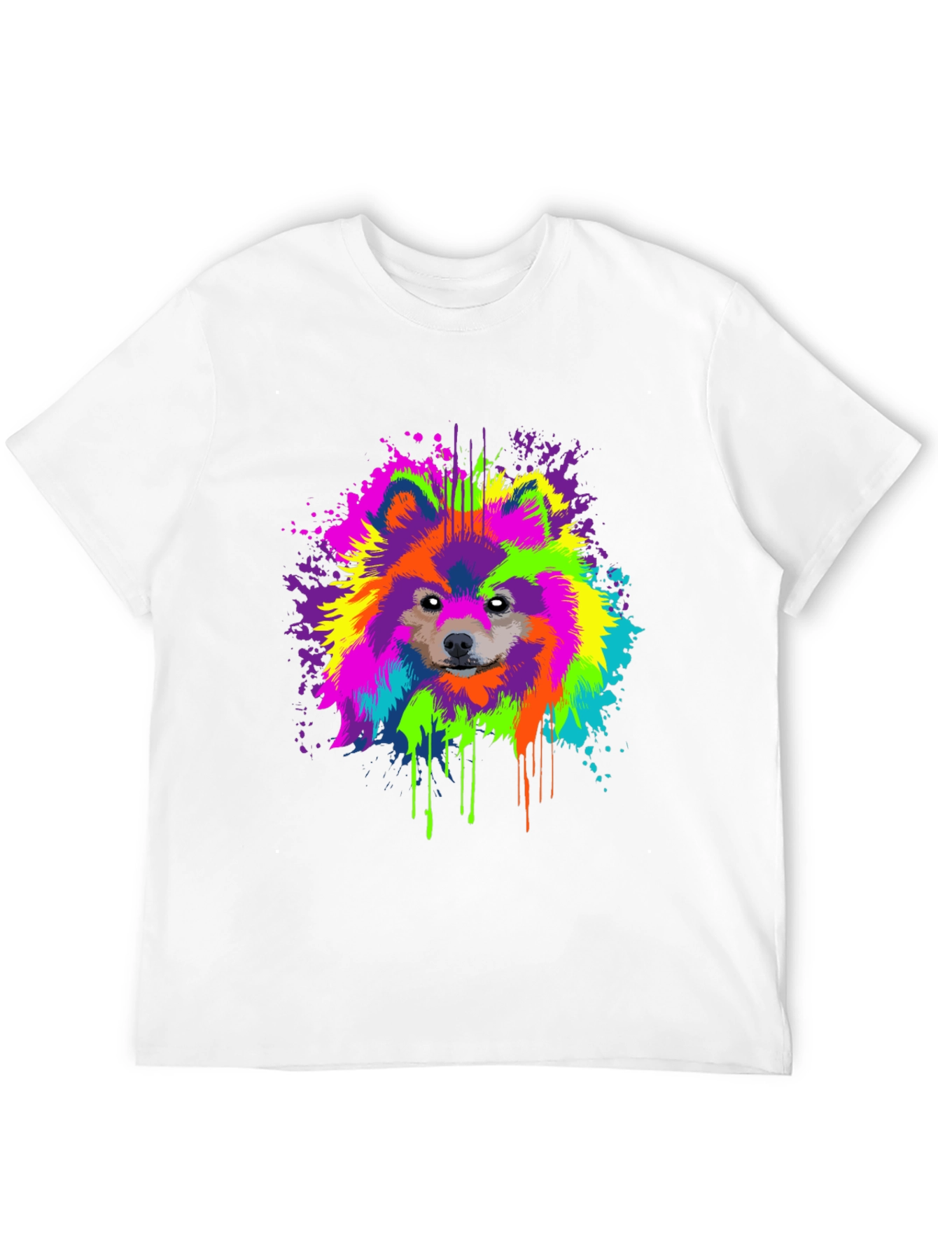 Vibrant Dog Splatter Art Graphic Tee