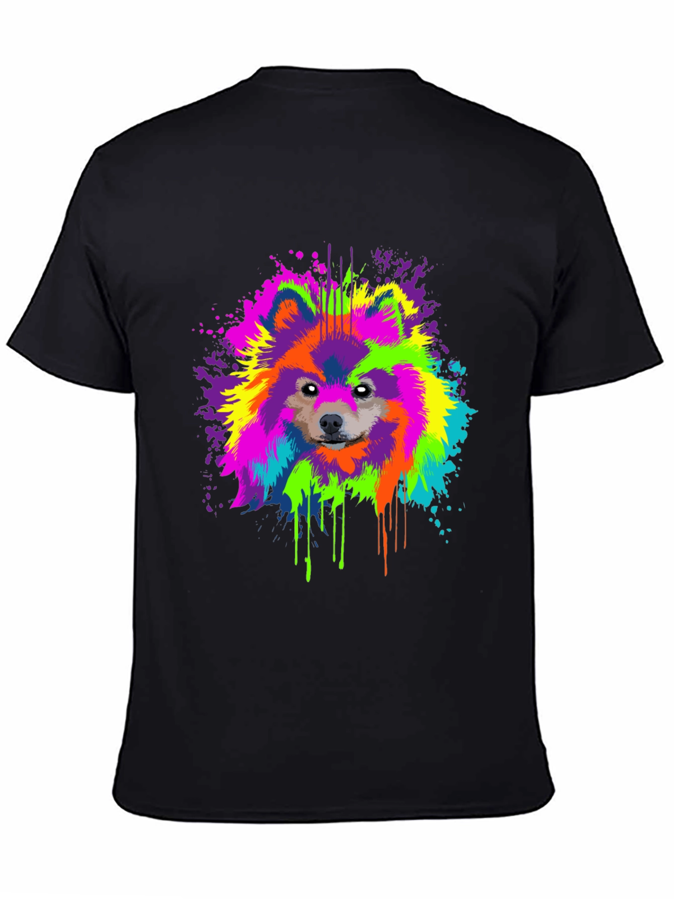Vibrant Dog Splatter Art Graphic Tee