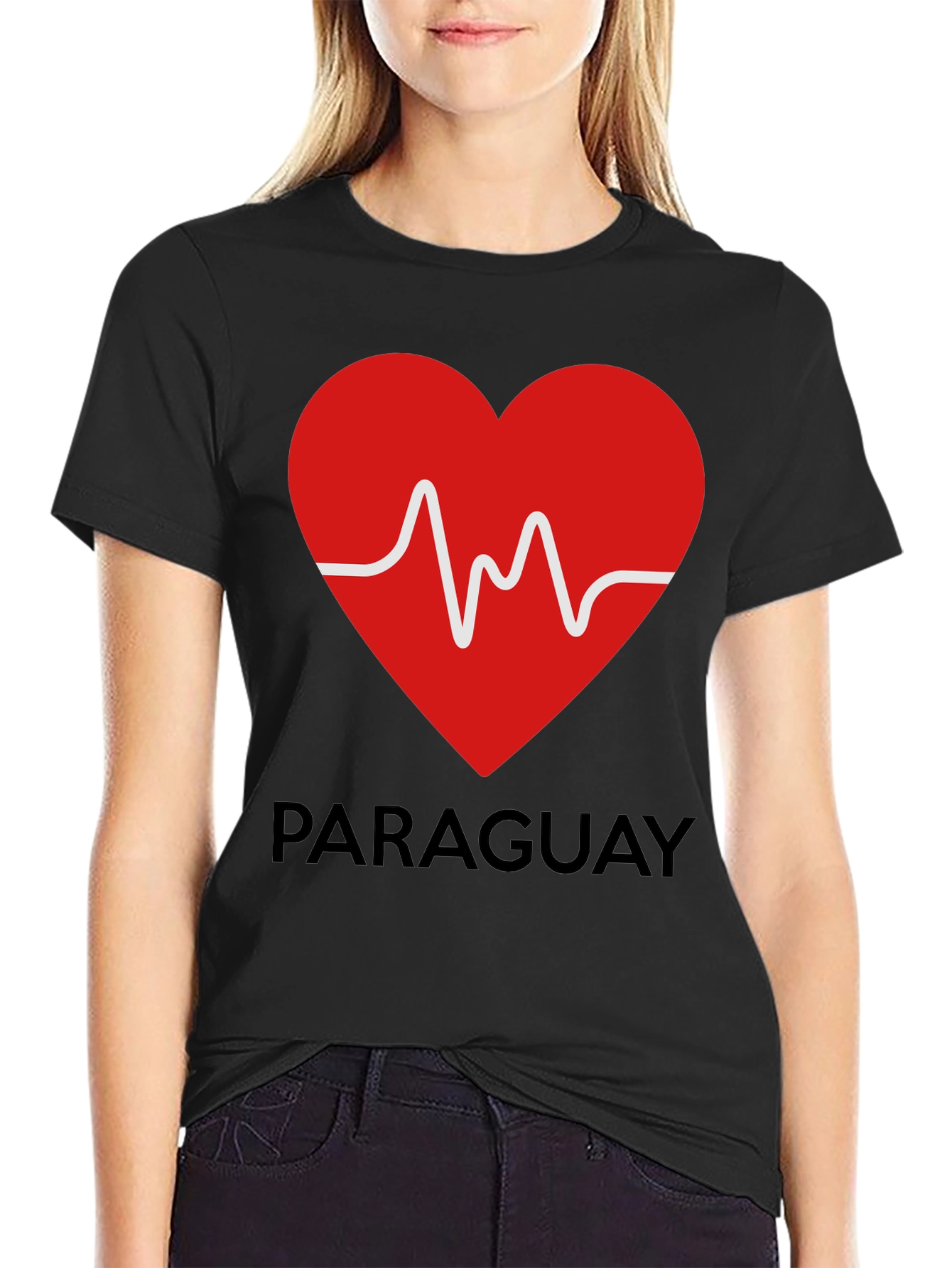 Paraguay Heartbeat T-Shirt - Black