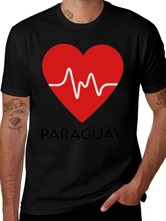 Paraguay Heartbeat T-Shirt - Black