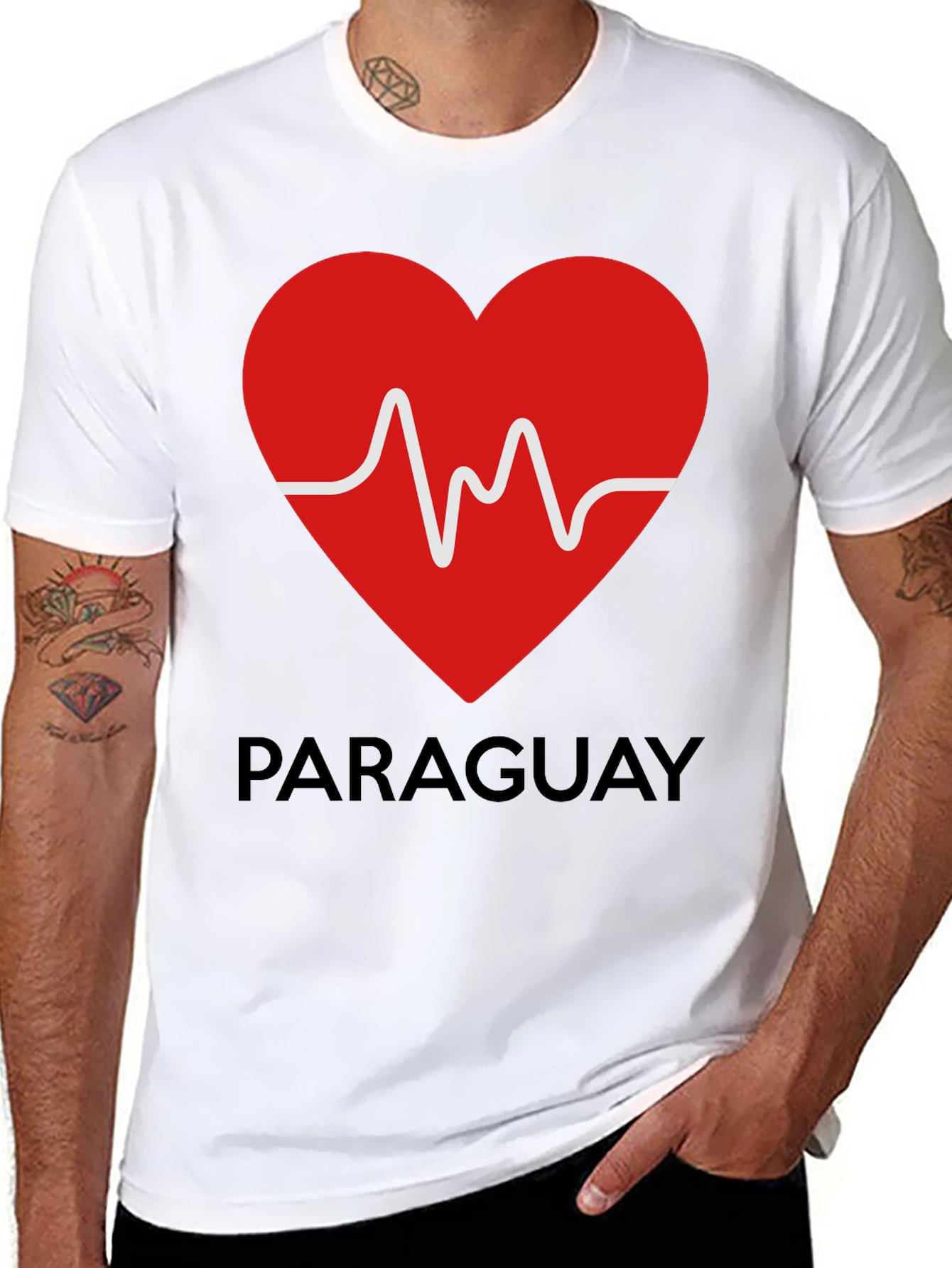 Paraguay Heartbeat T-Shirt - Black