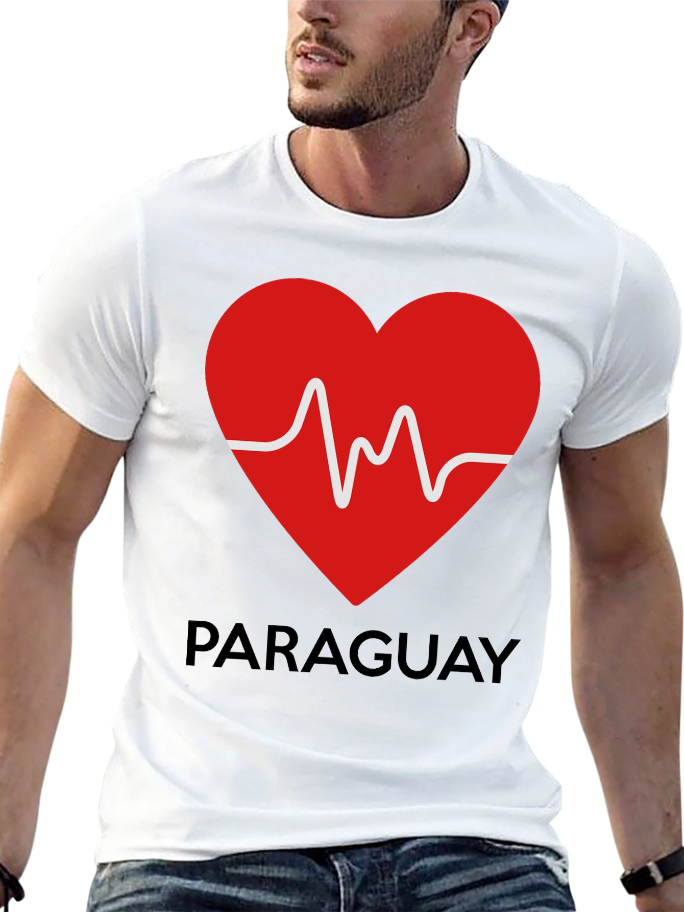 Paraguay Heartbeat T-Shirt - Black