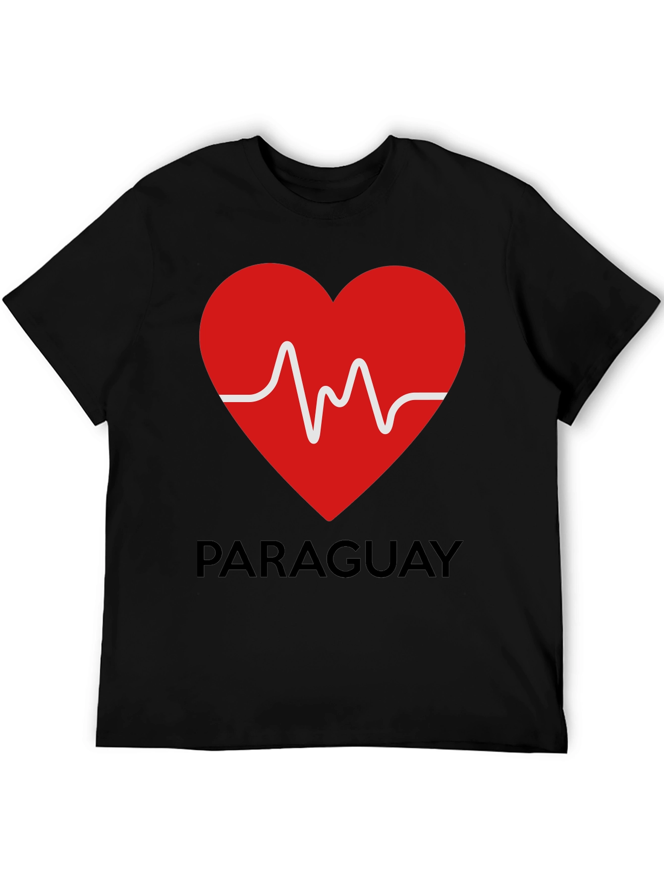 Paraguay Heartbeat T-Shirt - Black