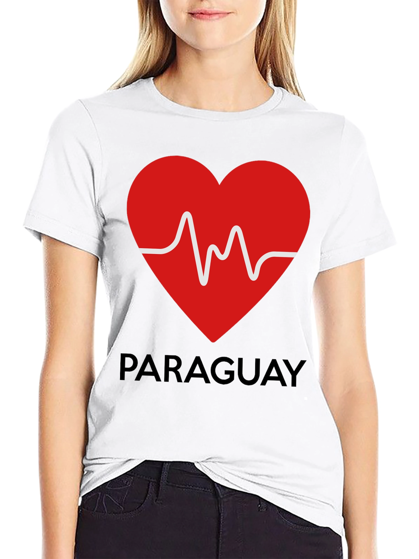 Paraguay Heartbeat T-Shirt - Black