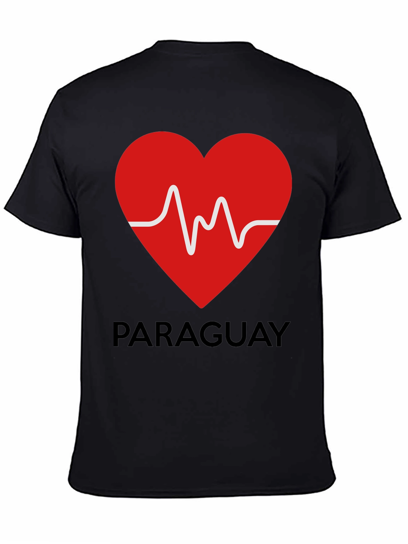Paraguay Heartbeat T-Shirt - Black