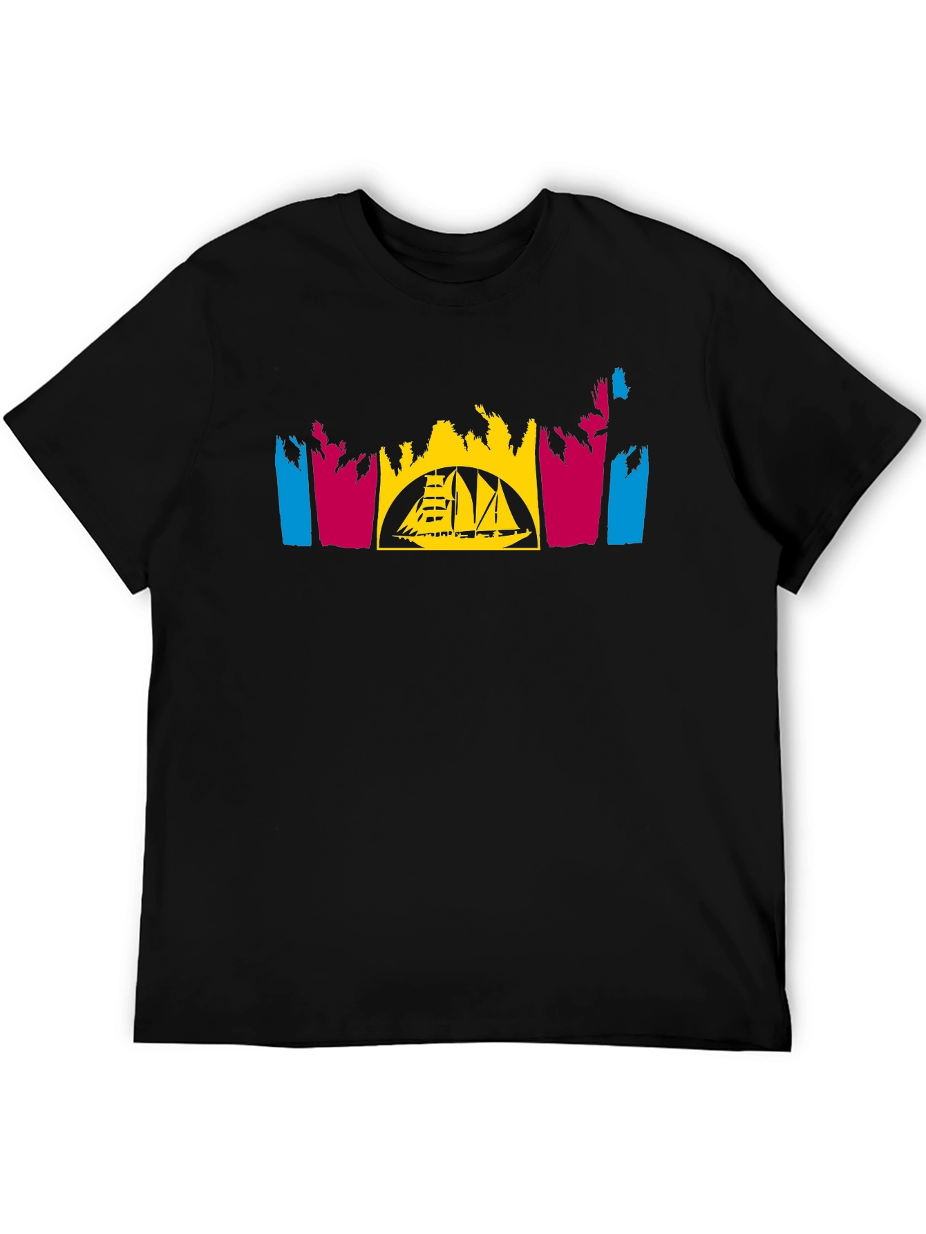 Tropical Sailboat T-Shirt - Black