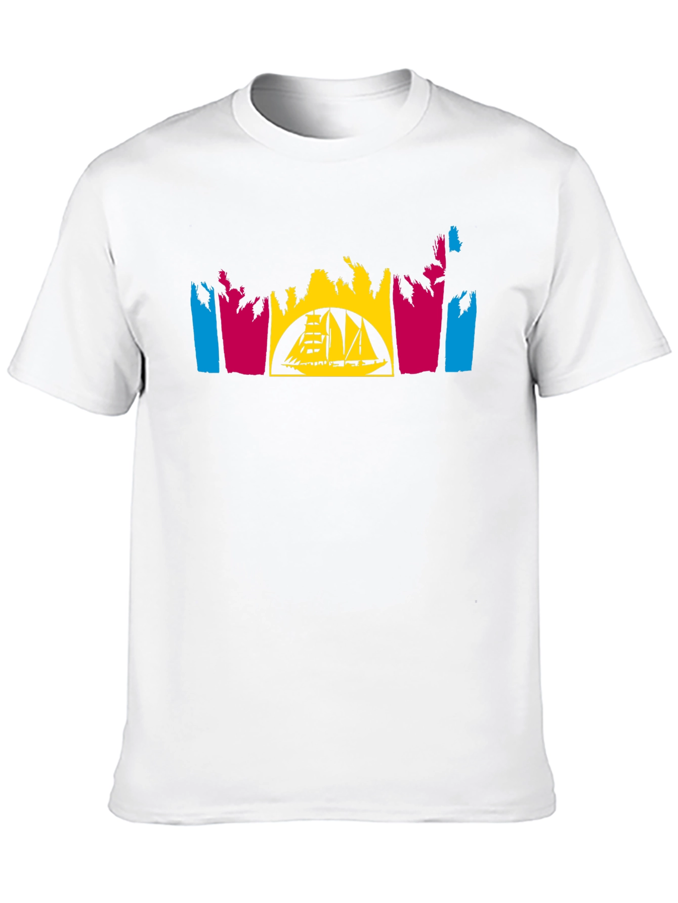 Tropical Sailboat T-Shirt - Black