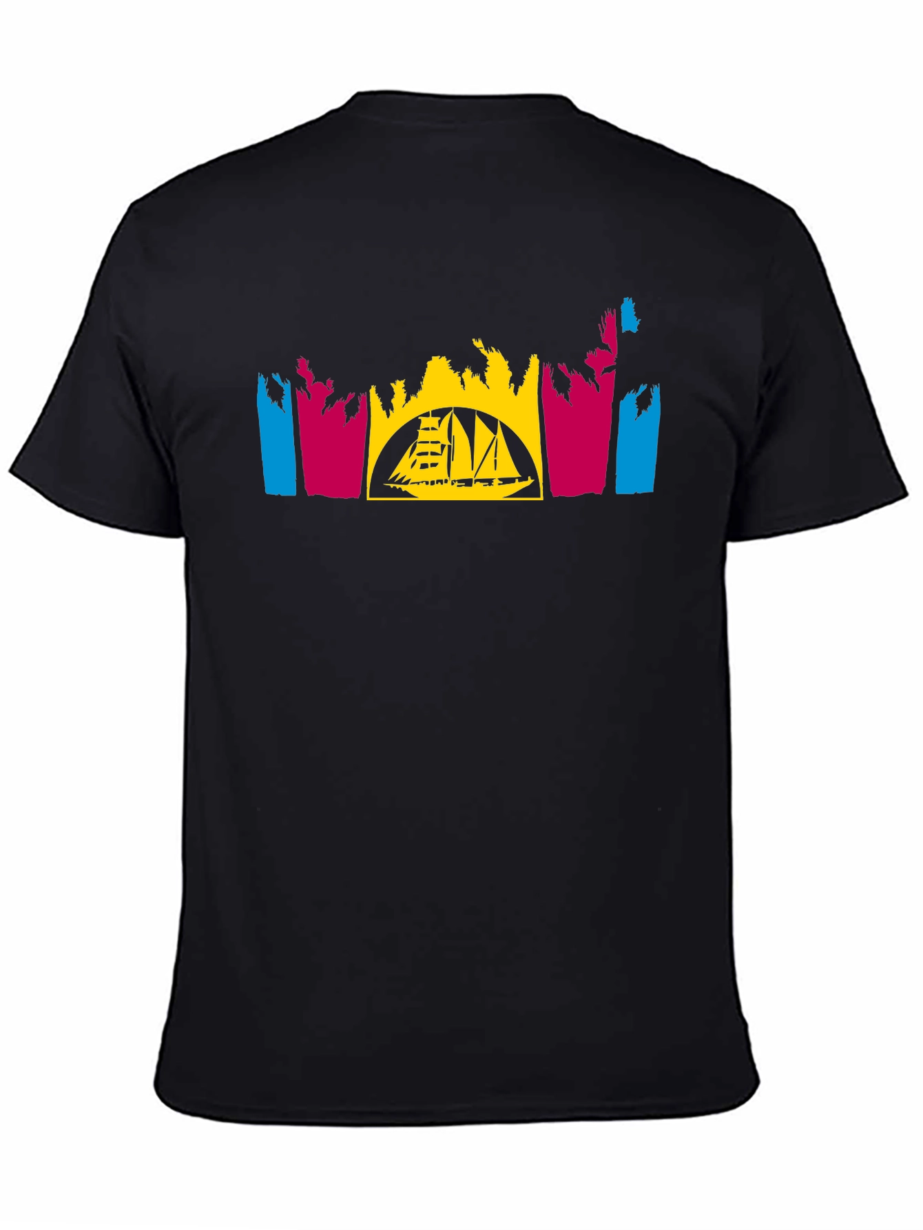 Tropical Sailboat T-Shirt - Black
