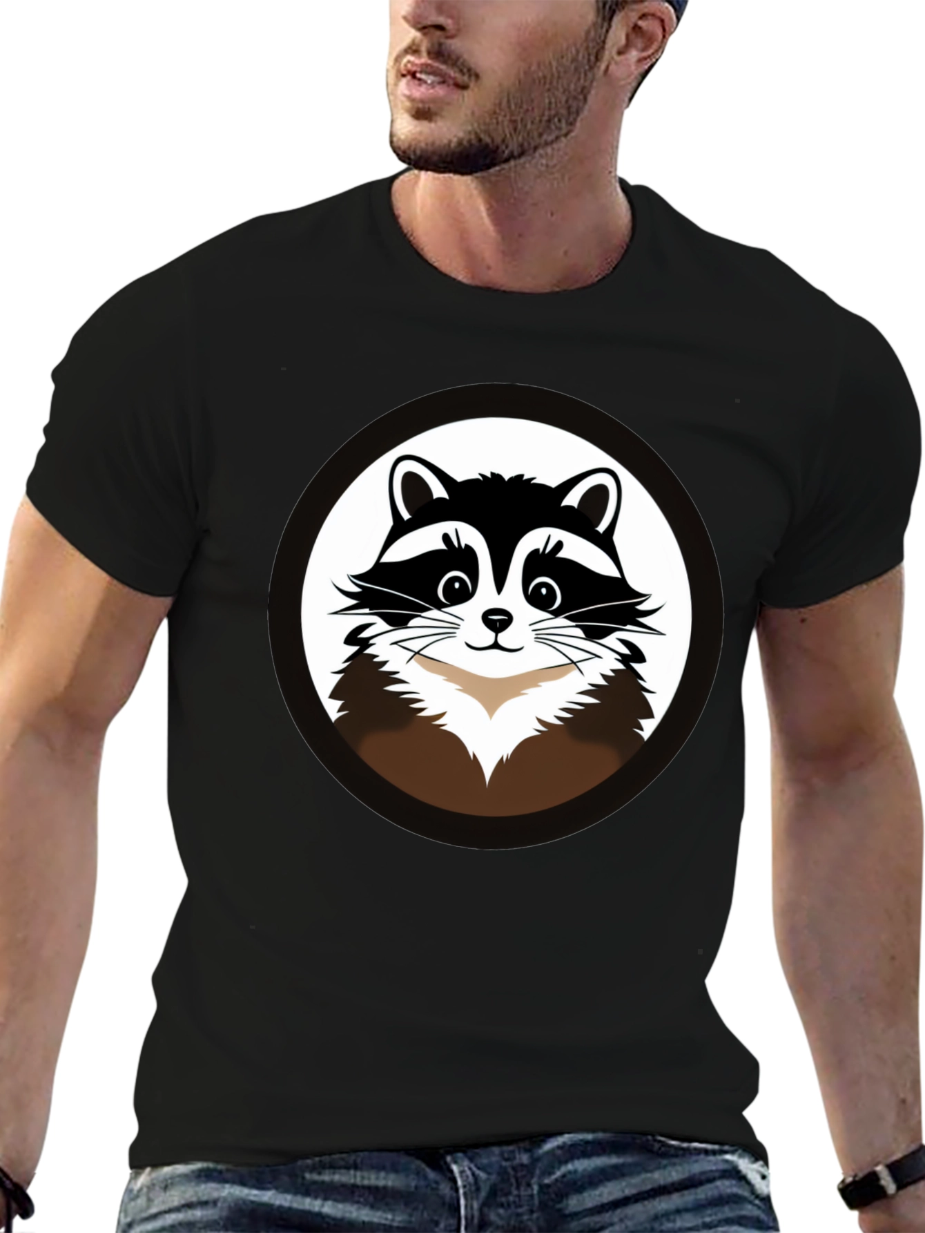 Raccoon Graphic T-Shirt - Black Cotton Tee