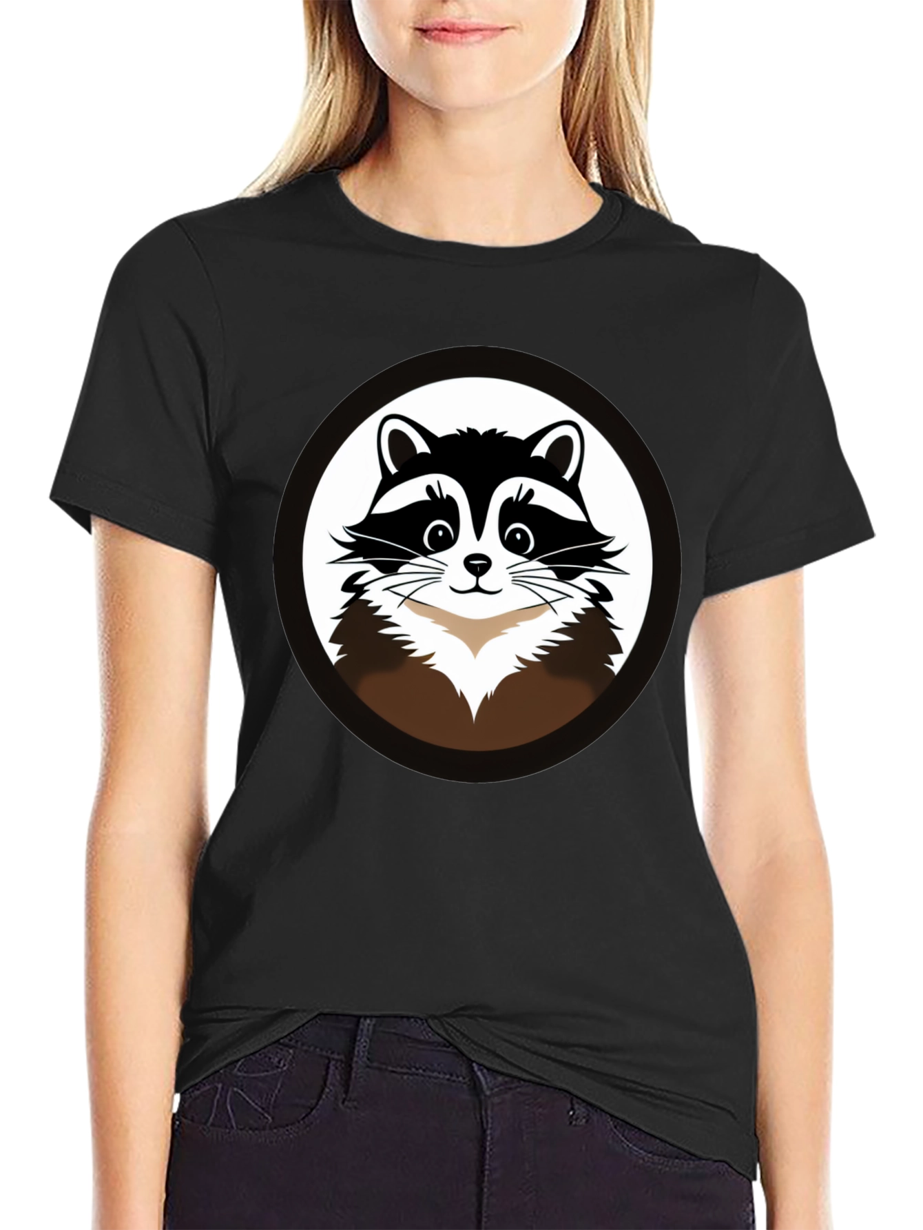 Raccoon Graphic T-Shirt - Black Cotton Tee