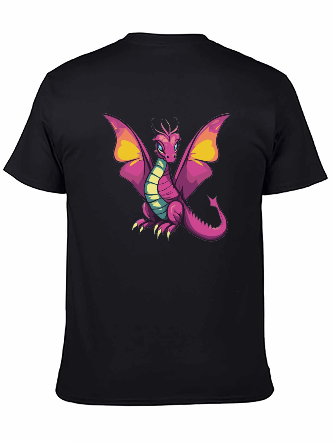 Cartoon Dragon Graphic T-Shirt - Black