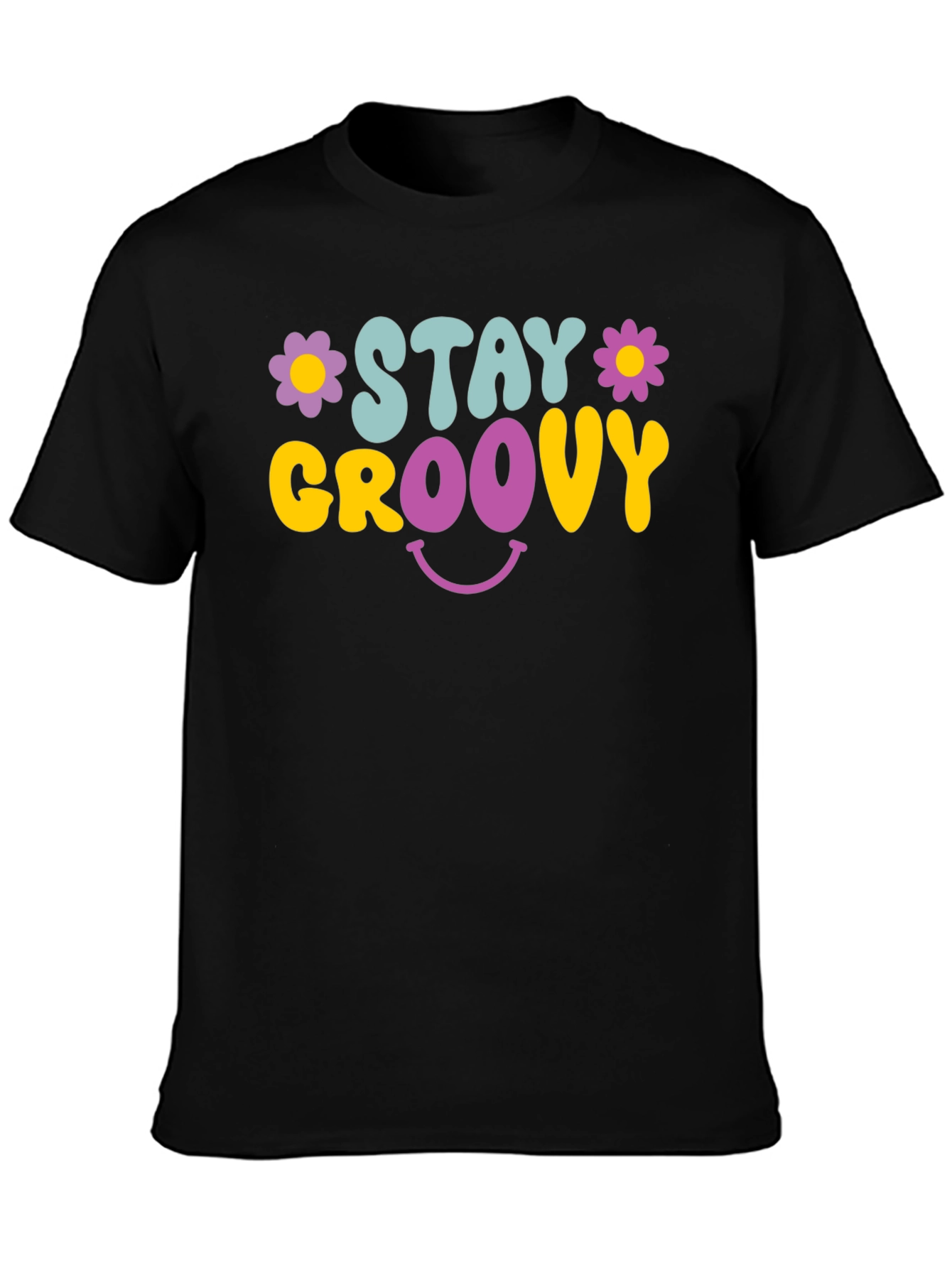 Stay Groovy Graphic Tee - Retro Smiley Face T-Shirt