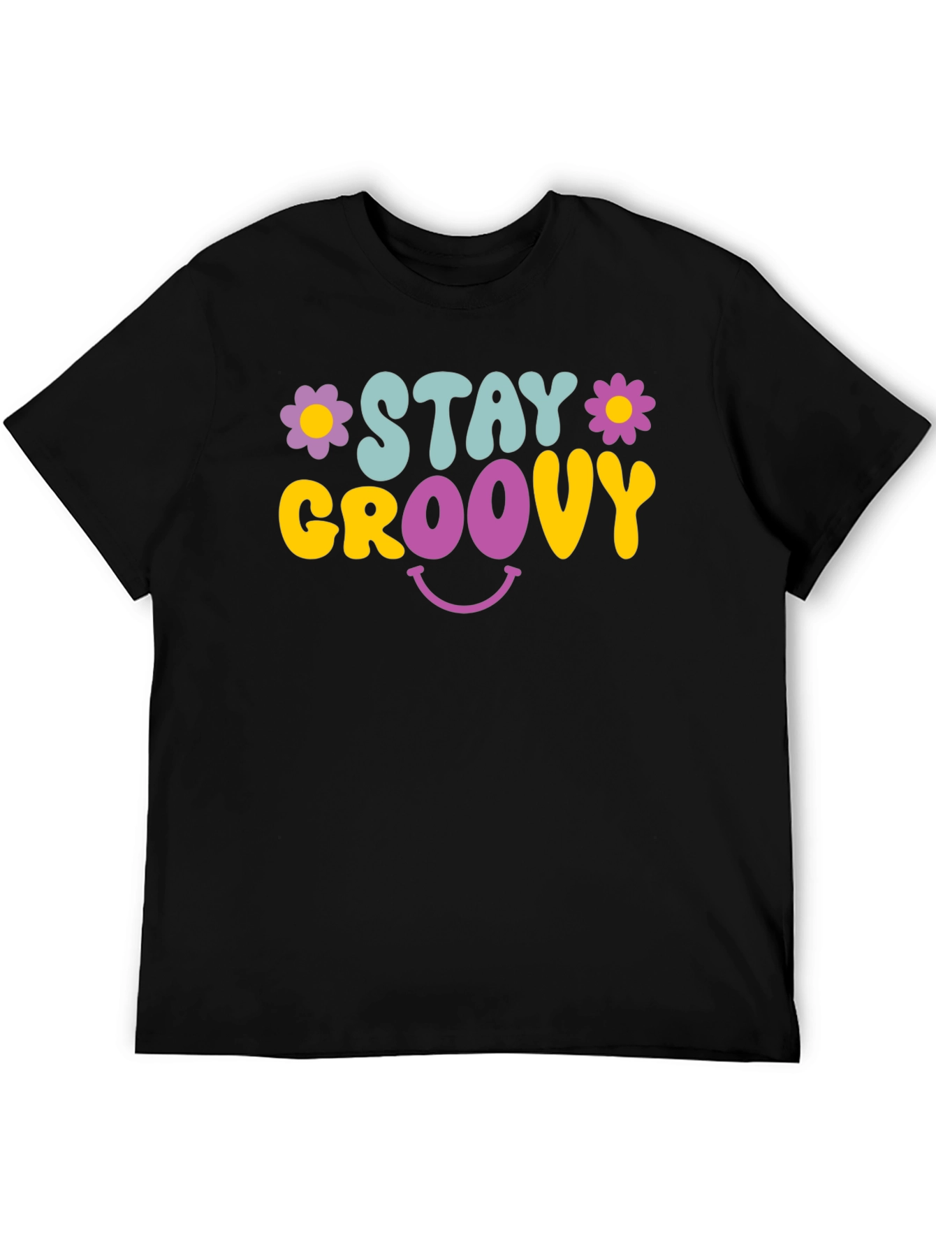 Stay Groovy Graphic Tee - Retro Smiley Face T-Shirt