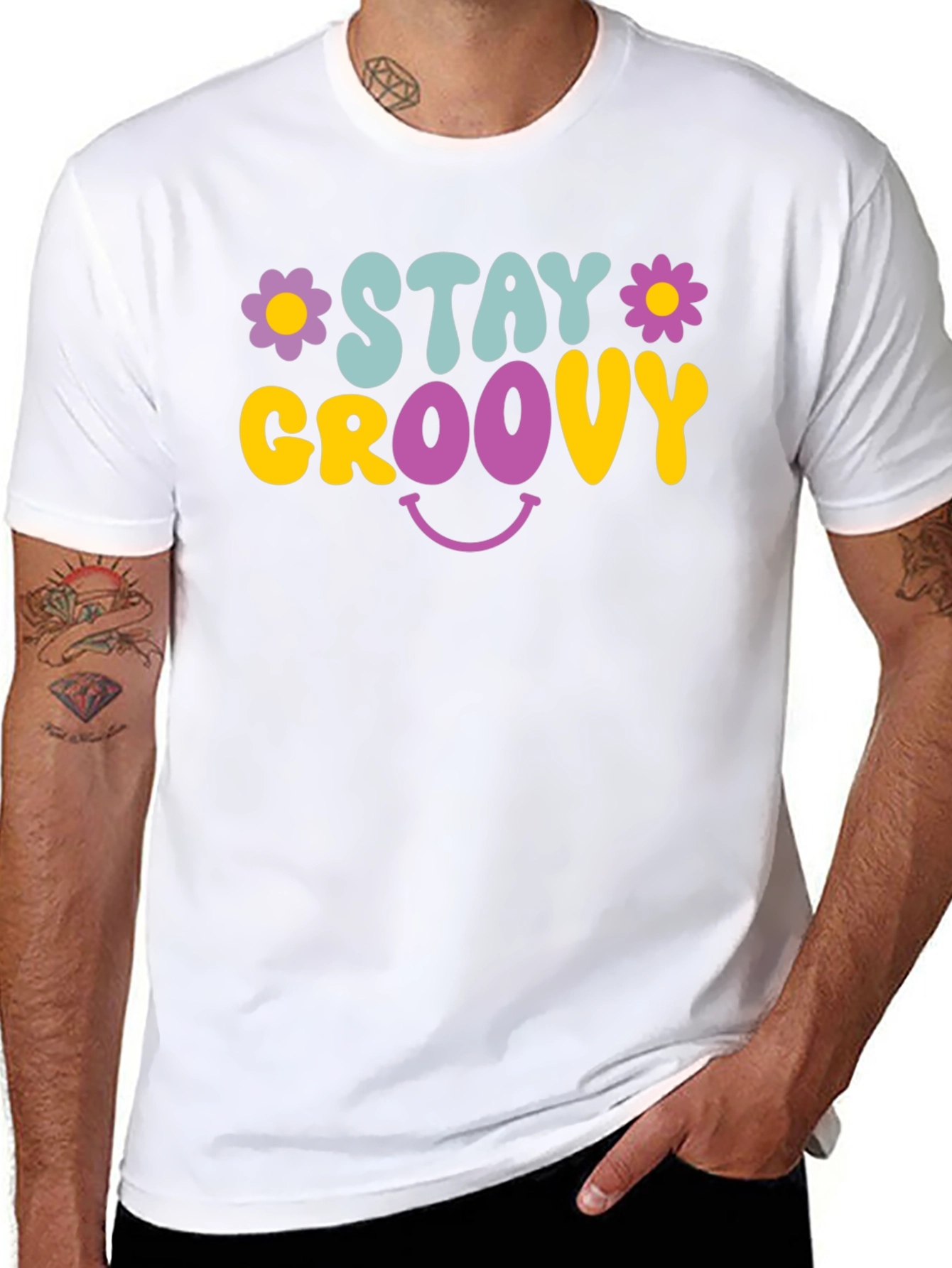 Stay Groovy Graphic Tee - Retro Smiley Face T-Shirt