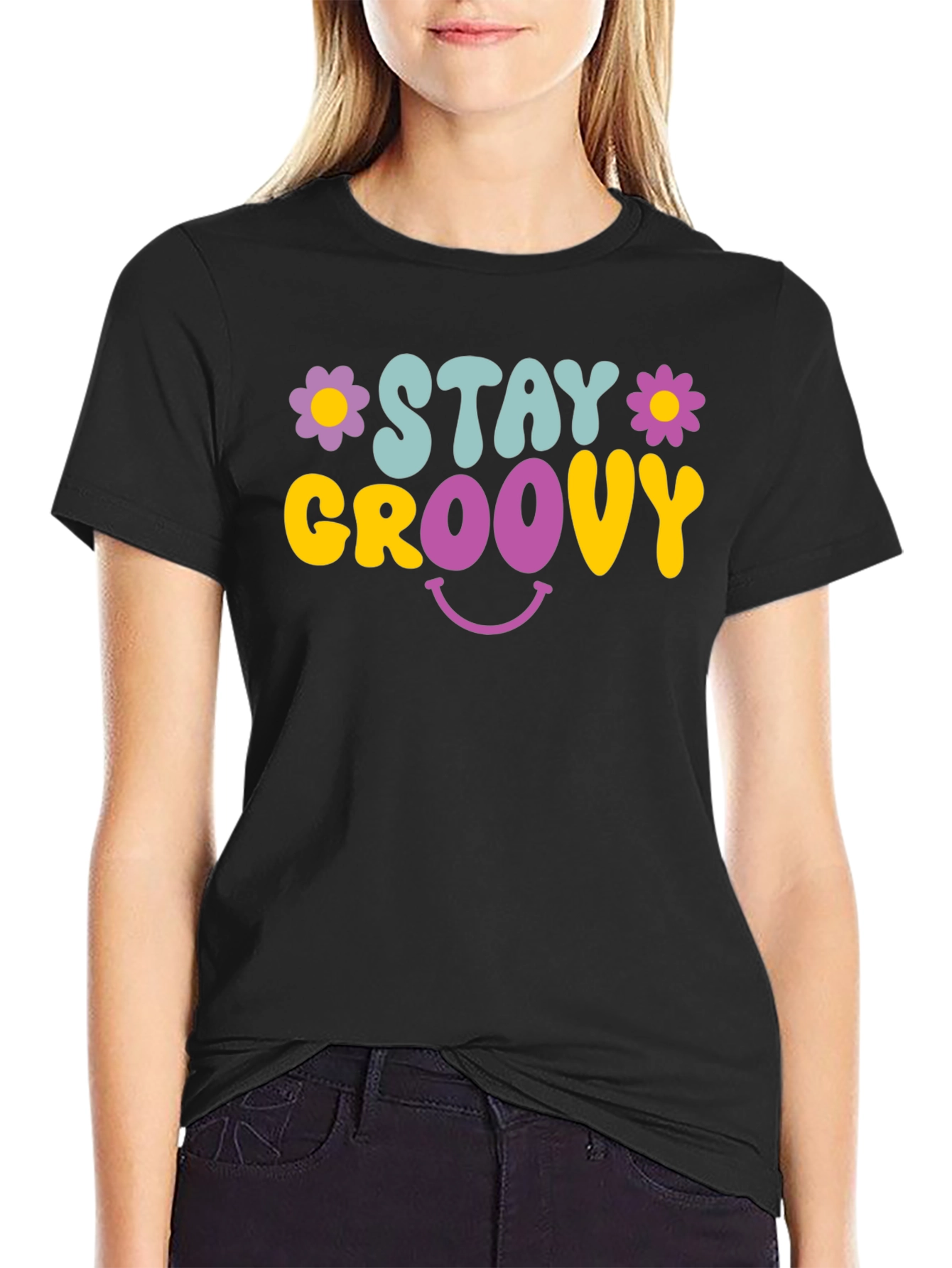Stay Groovy Graphic Tee - Retro Smiley Face T-Shirt