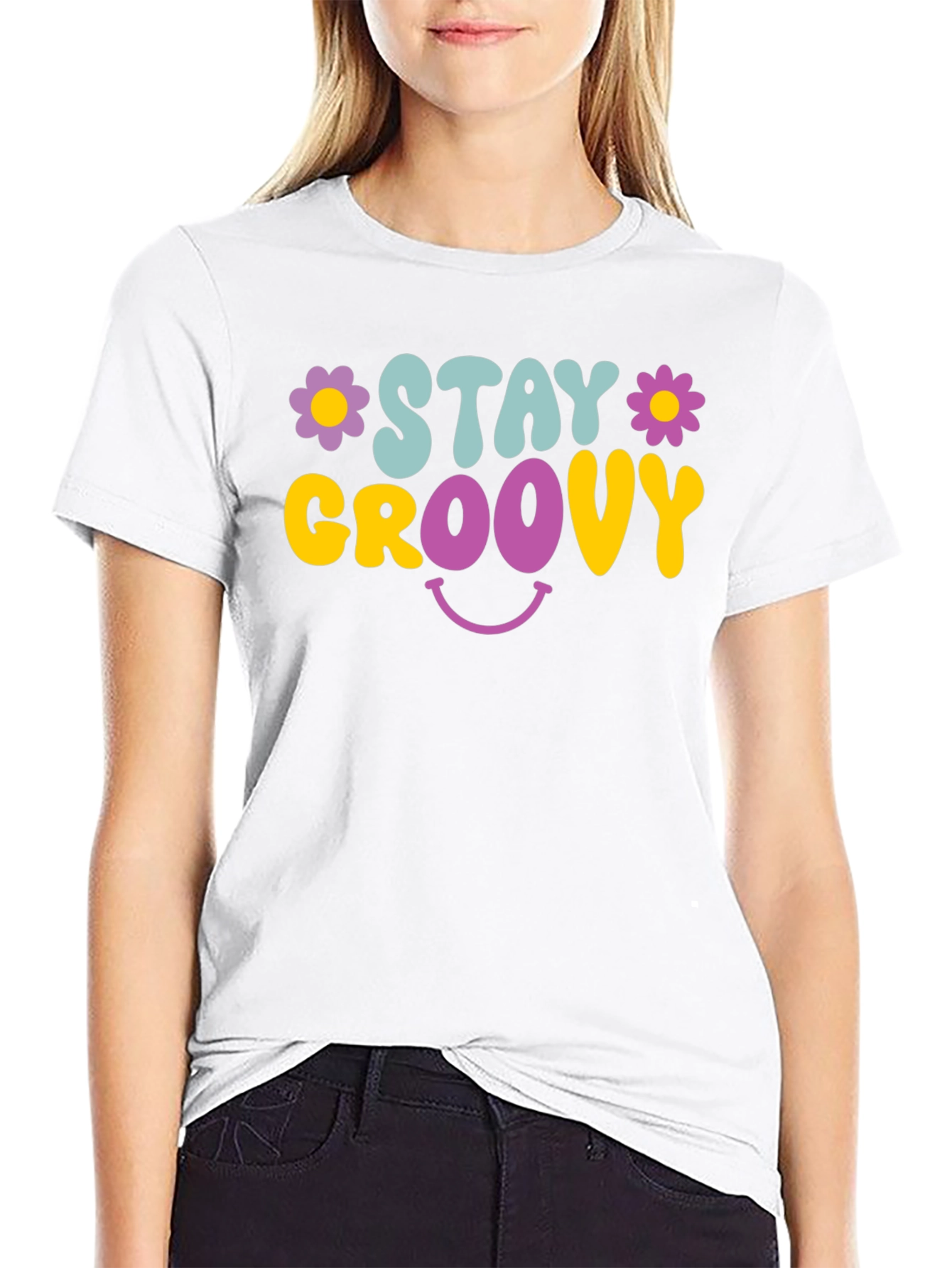 Stay Groovy Graphic Tee - Retro Smiley Face T-Shirt