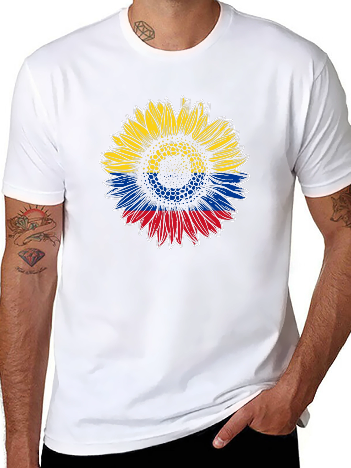 Colombian Flag Sunflower Graphic Tee