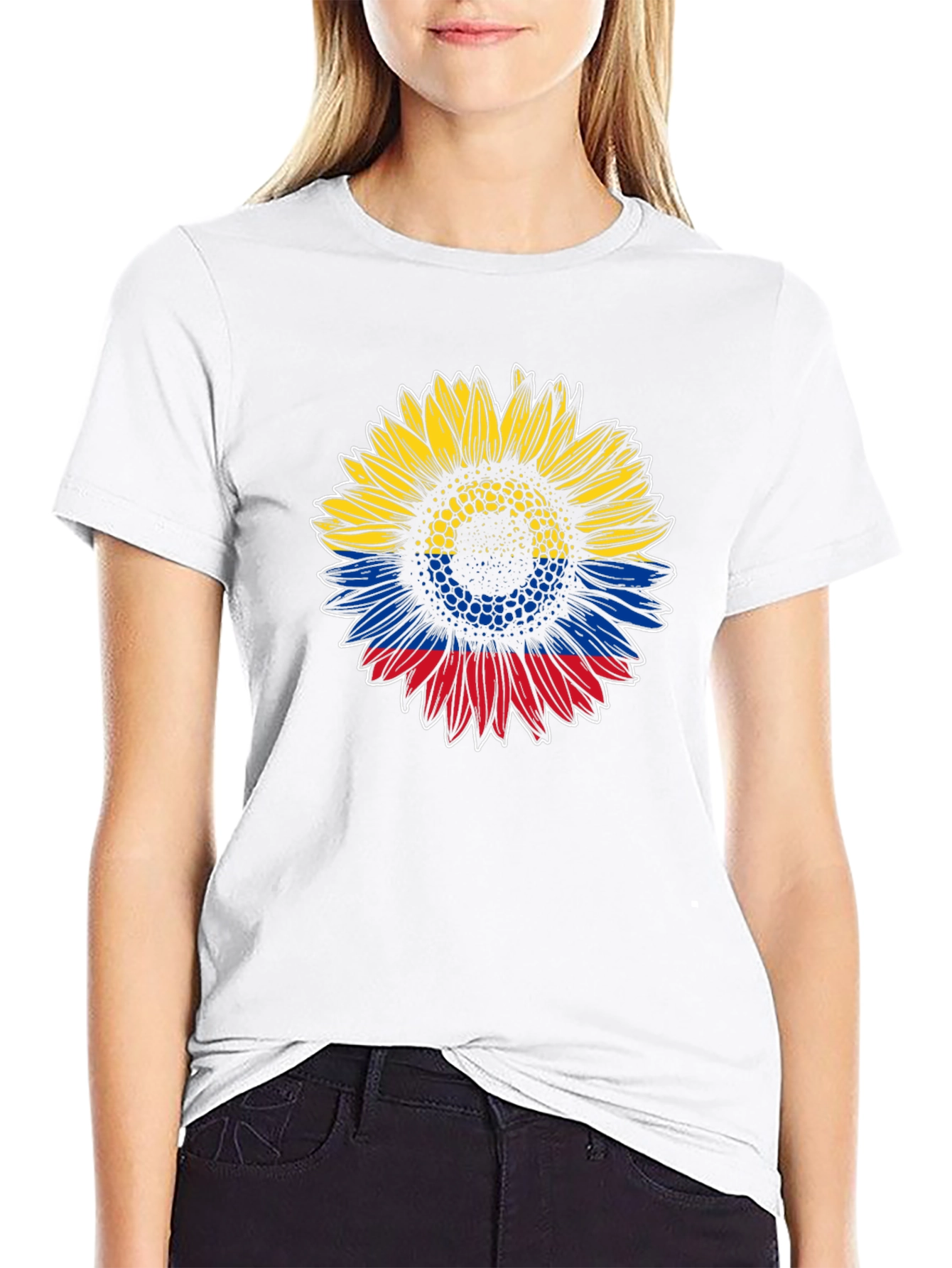 Colombian Flag Sunflower Graphic Tee