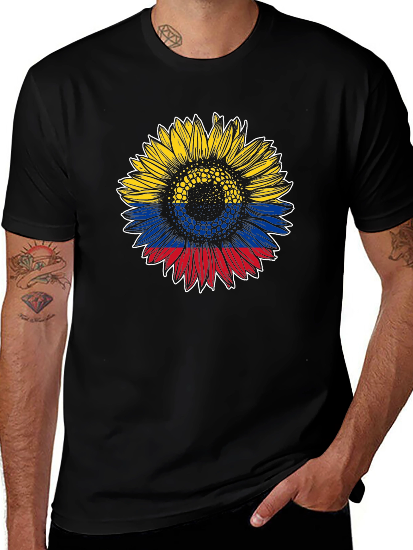 Colombian Flag Sunflower Graphic Tee