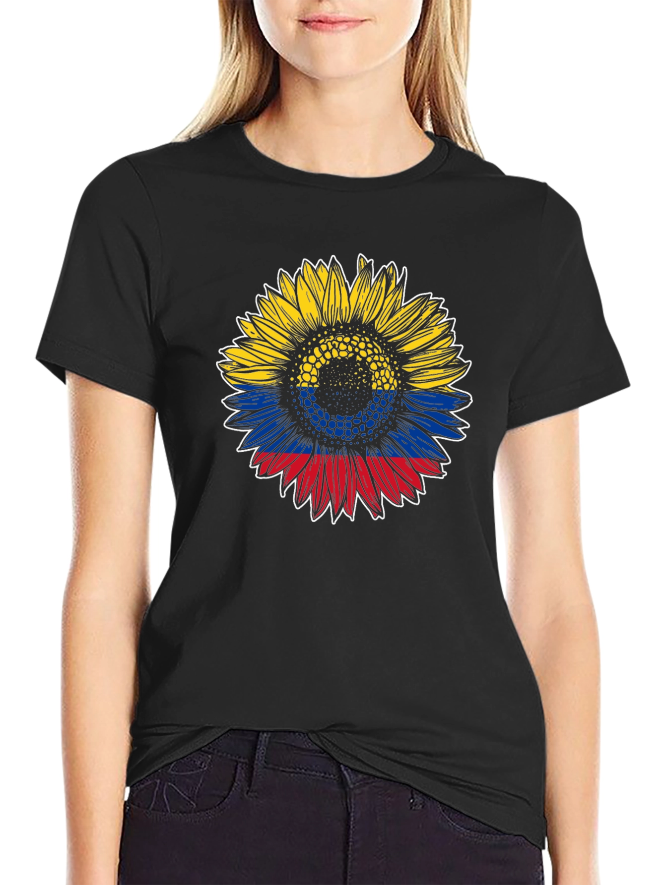 Colombian Flag Sunflower Graphic Tee