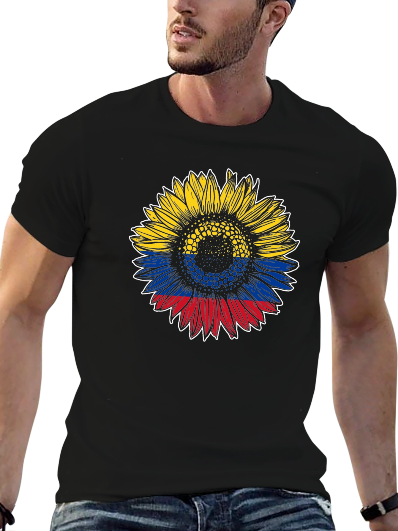 Colombian Flag Sunflower Graphic Tee