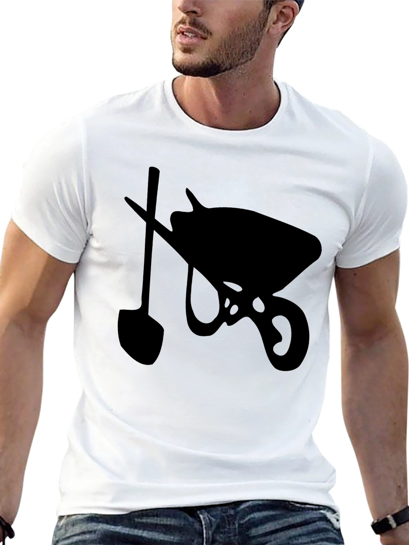 Wheelbarrow & Shovel Black Graphic Tee