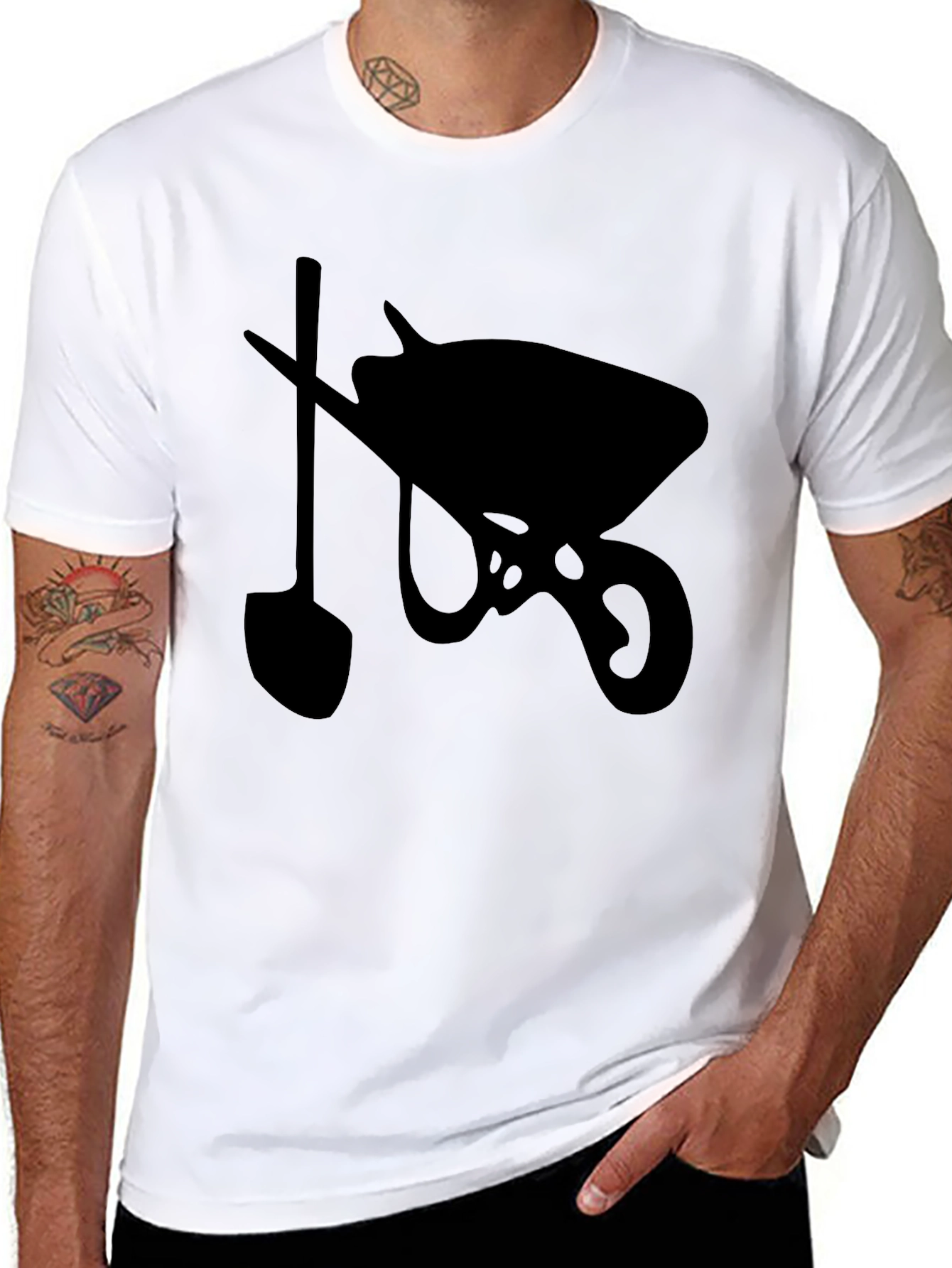 Wheelbarrow & Shovel Black Graphic Tee