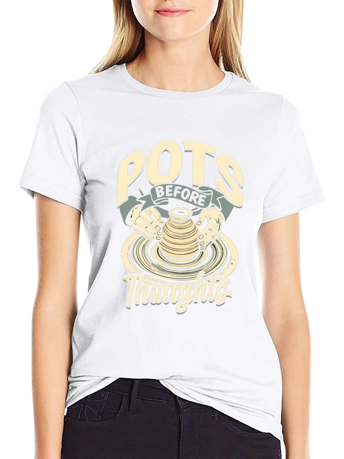 POTS BEFORE Thoughts Black Graphic Tee