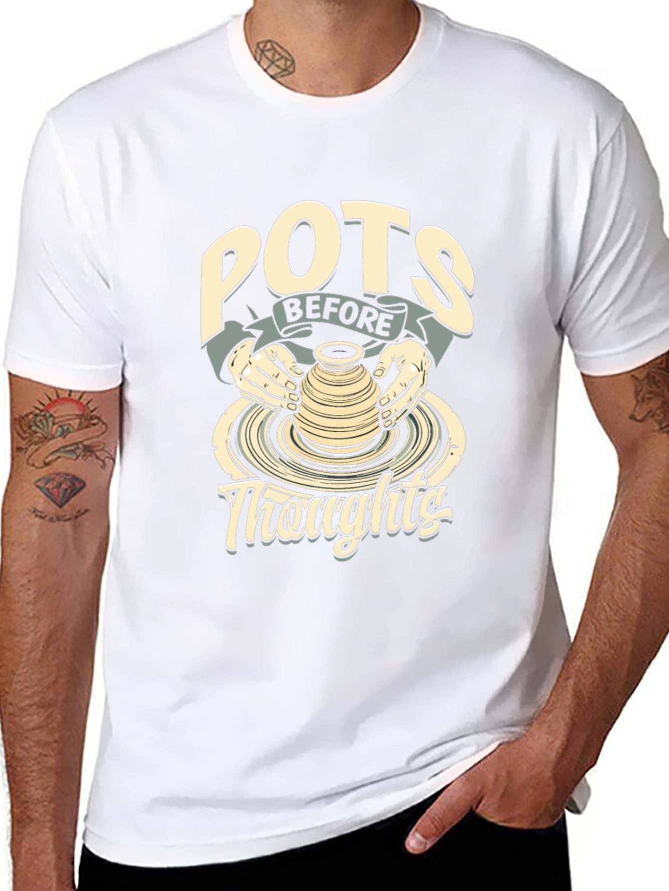 POTS BEFORE Thoughts Black Graphic Tee