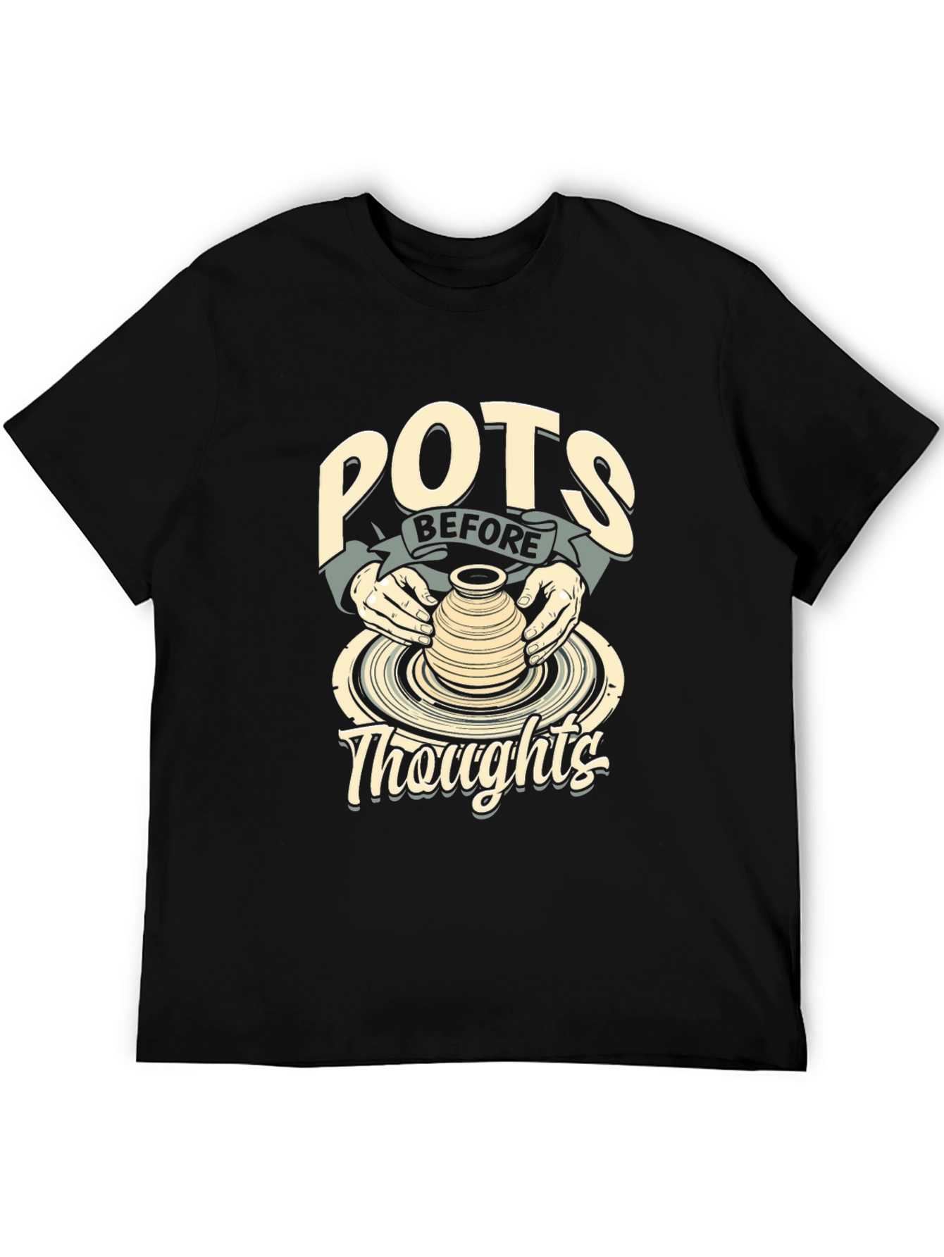 POTS BEFORE Thoughts Black Graphic Tee