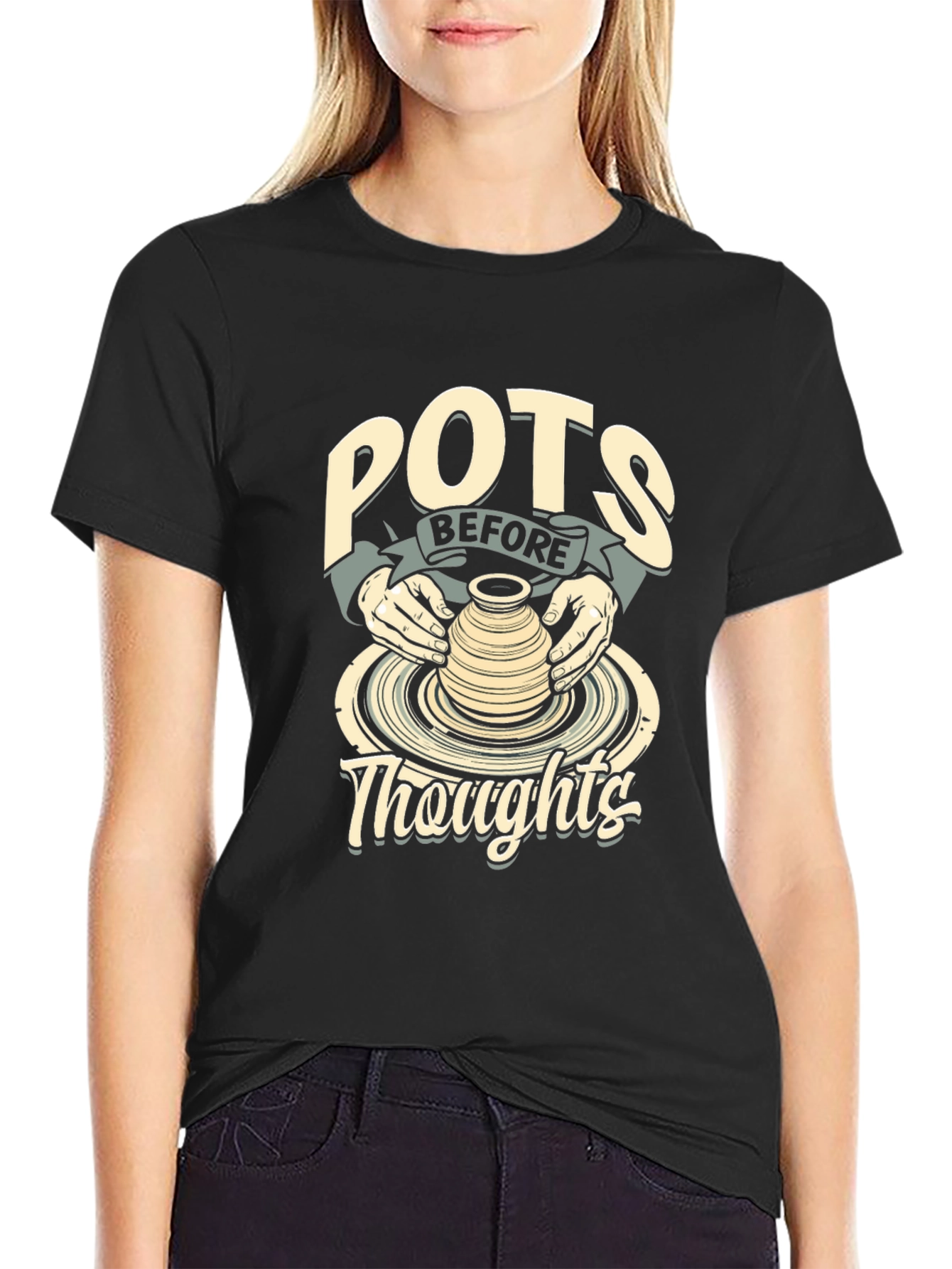POTS BEFORE Thoughts Black Graphic Tee