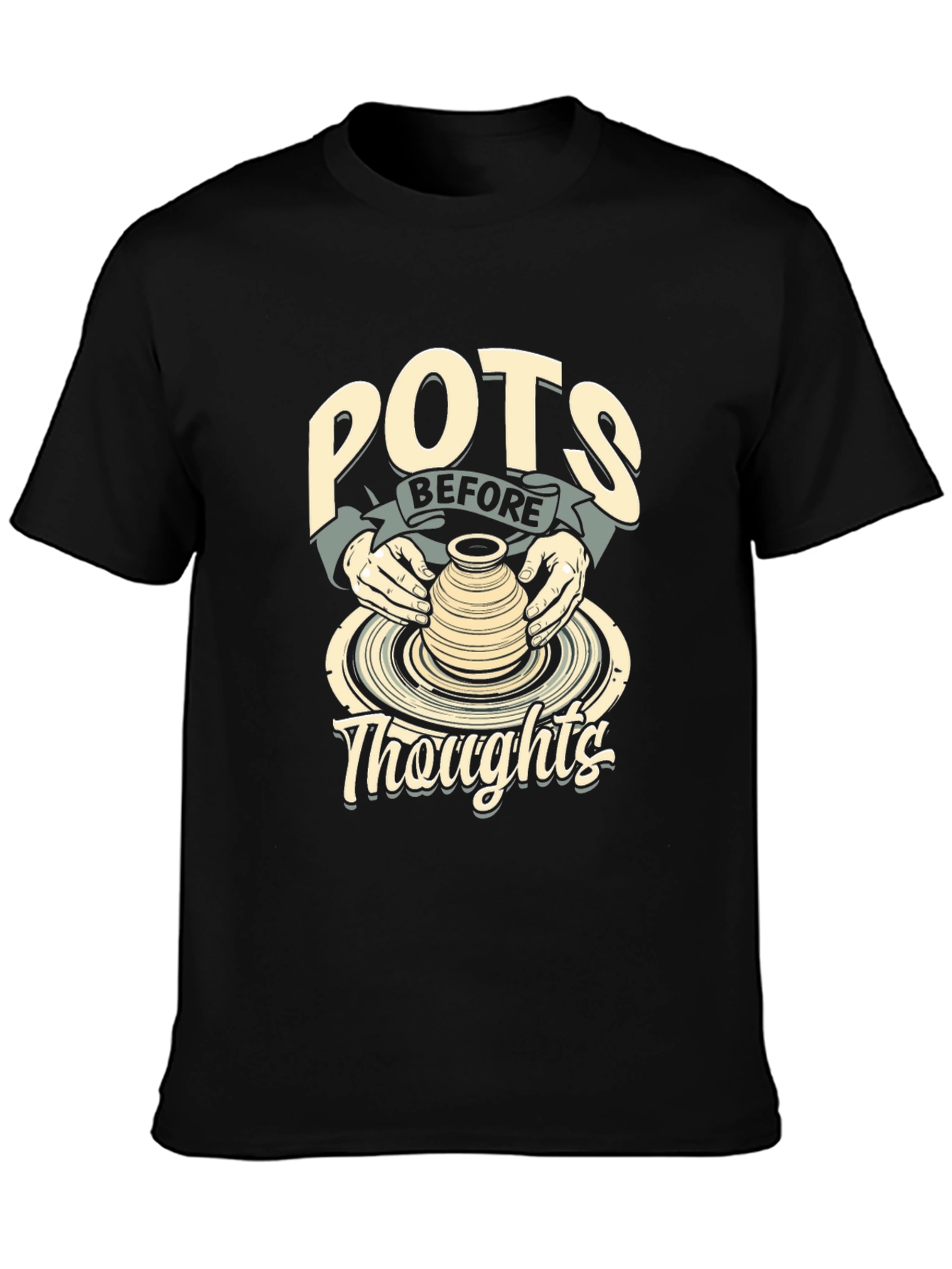 POTS BEFORE Thoughts Black Graphic Tee