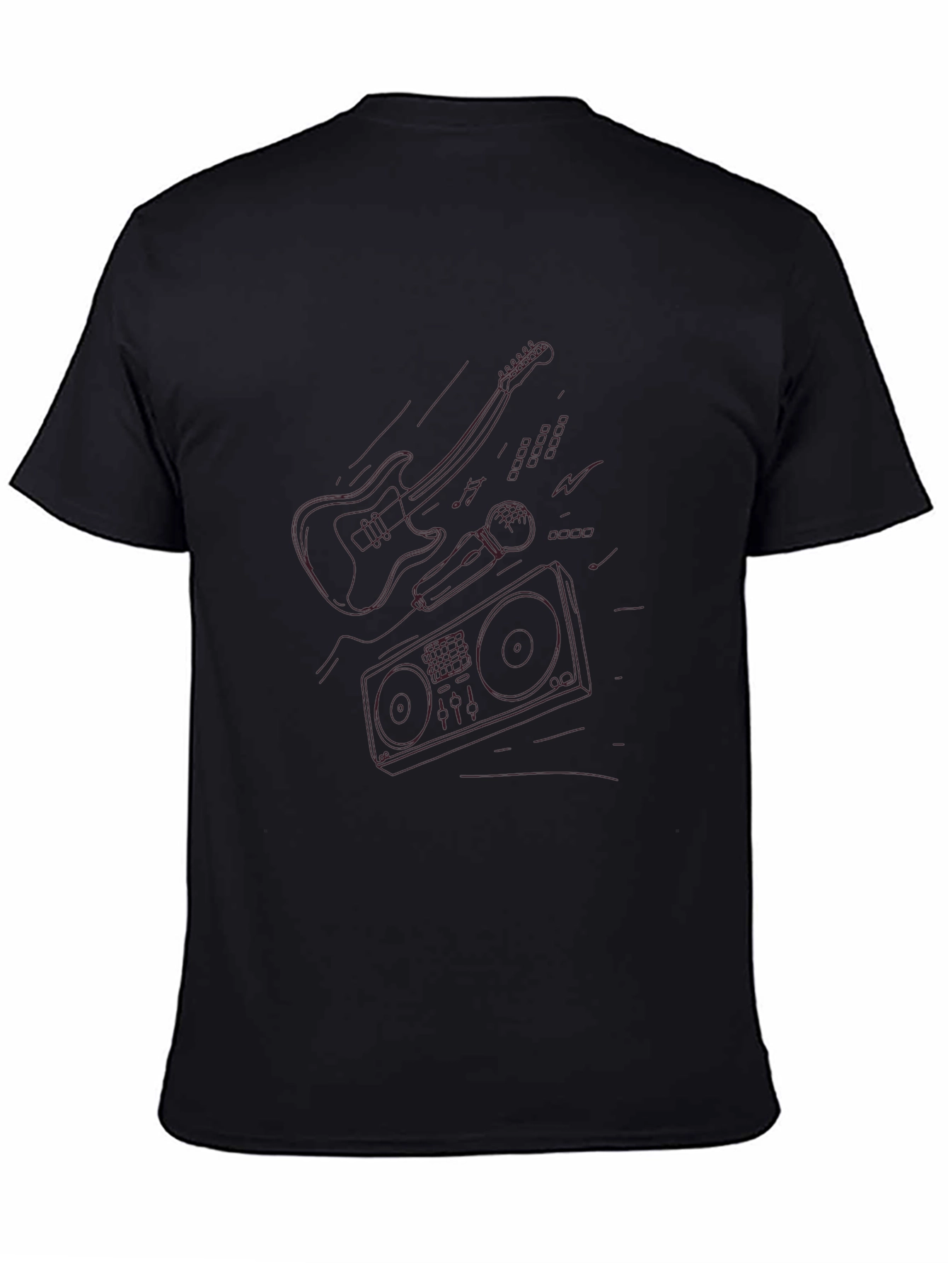 Retro Music Graphic Tee - Black Cotton T-Shirt