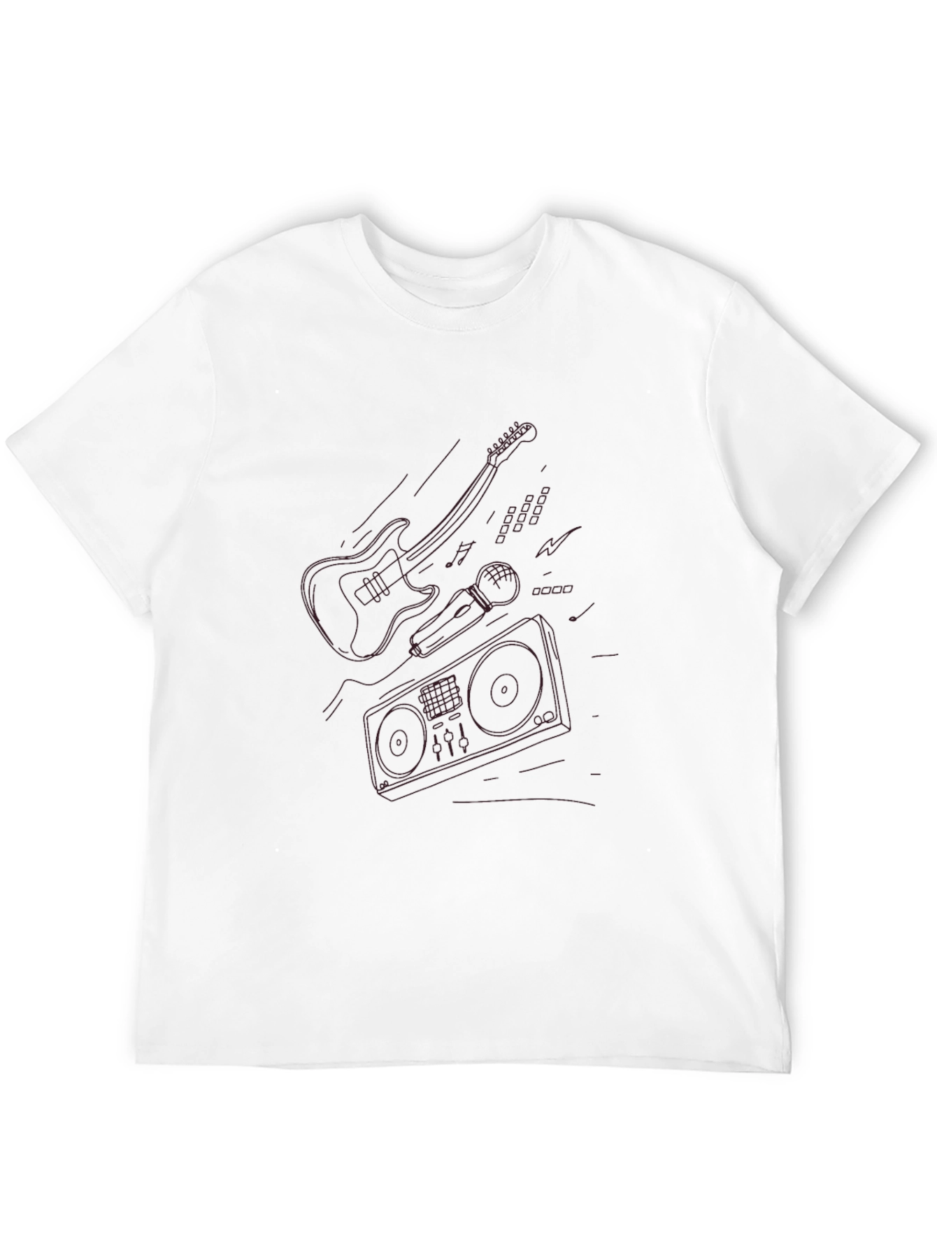 Retro Music Graphic Tee - Black Cotton T-Shirt