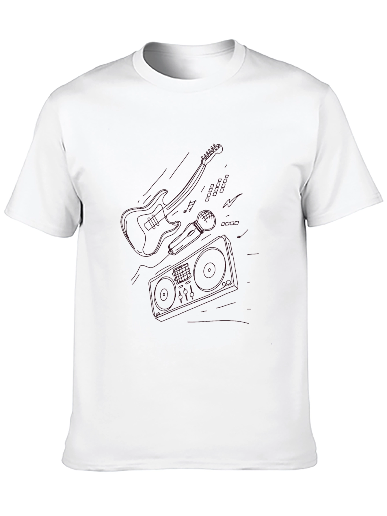 Retro Music Graphic Tee - Black Cotton T-Shirt