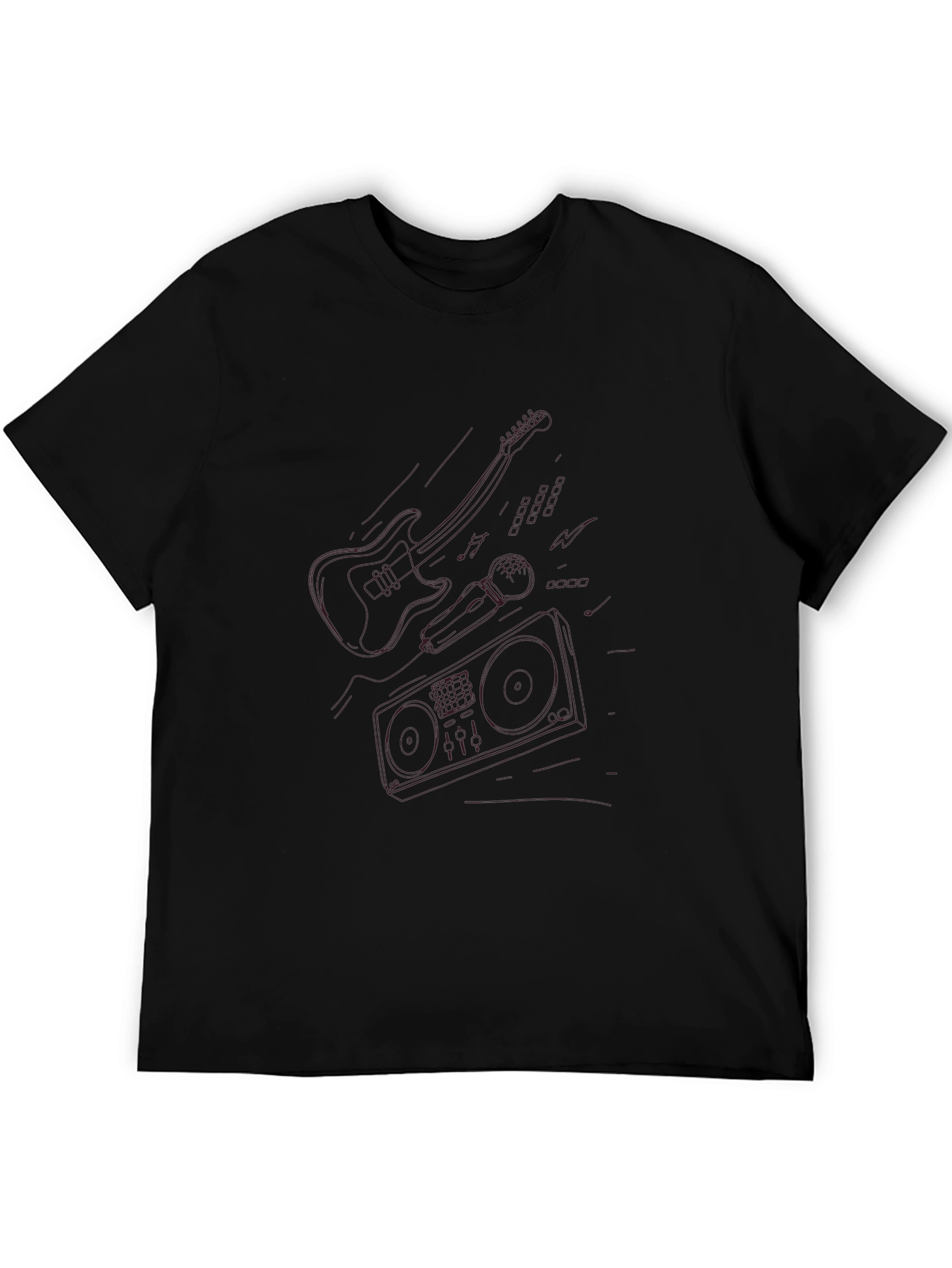Retro Music Graphic Tee - Black Cotton T-Shirt