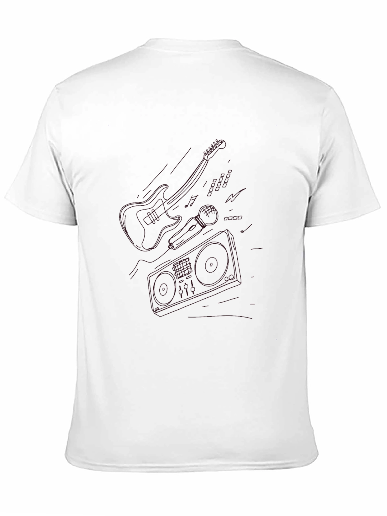 Retro Music Graphic Tee - Black Cotton T-Shirt