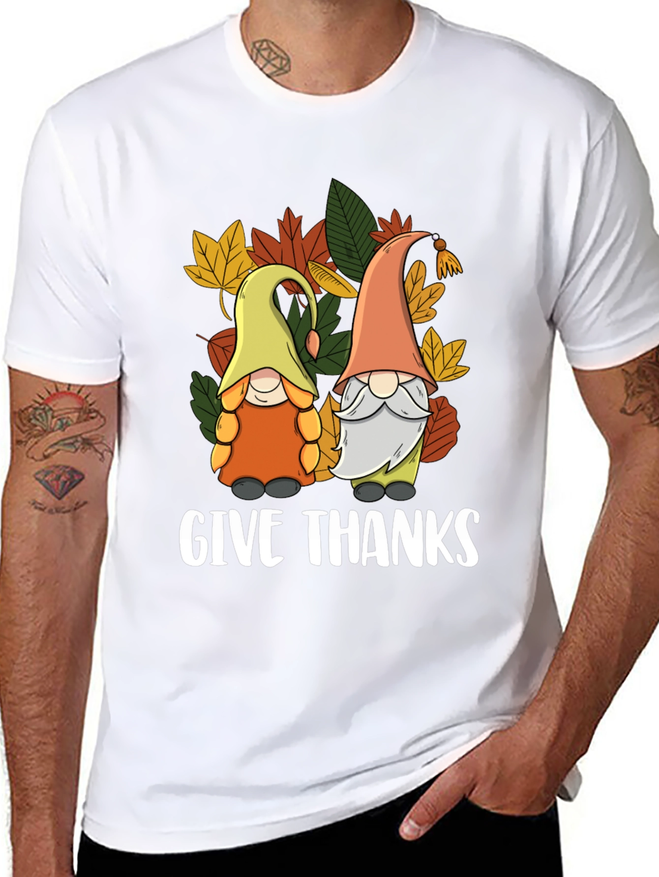 Give Thanks Thanksgiving Gnomes T-Shirt
