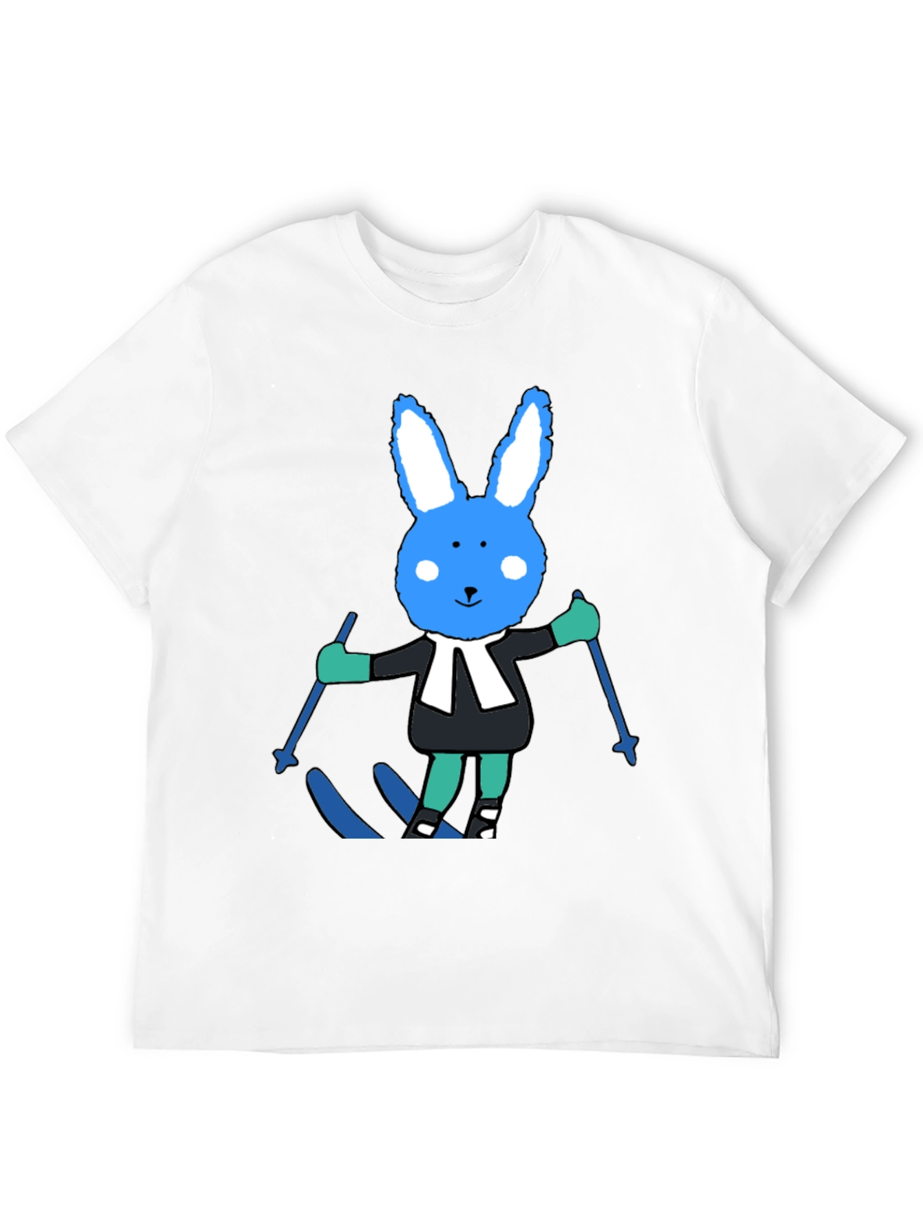 Ski Bunny Tee: Fun Cartoon Rabbit T-Shirt