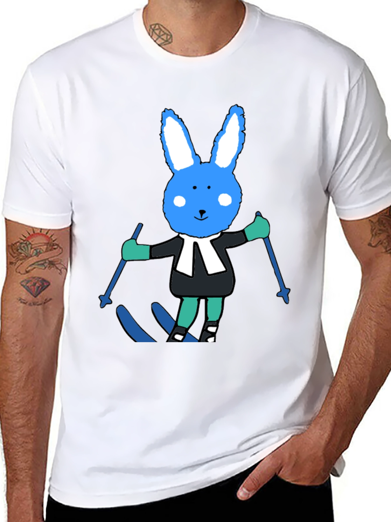 Ski Bunny Tee: Fun Cartoon Rabbit T-Shirt